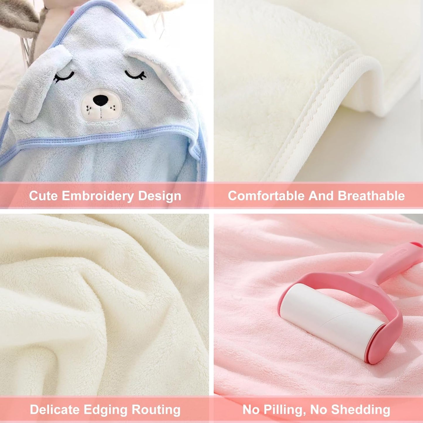 Mailfull 3 Pack Baby Towel with Hood 80 x 80 cm Baby Bath Towel Hooded Towel Baby Cute Hooded Towels with Pattern for Babies Newborns Unisex 0-6 Years