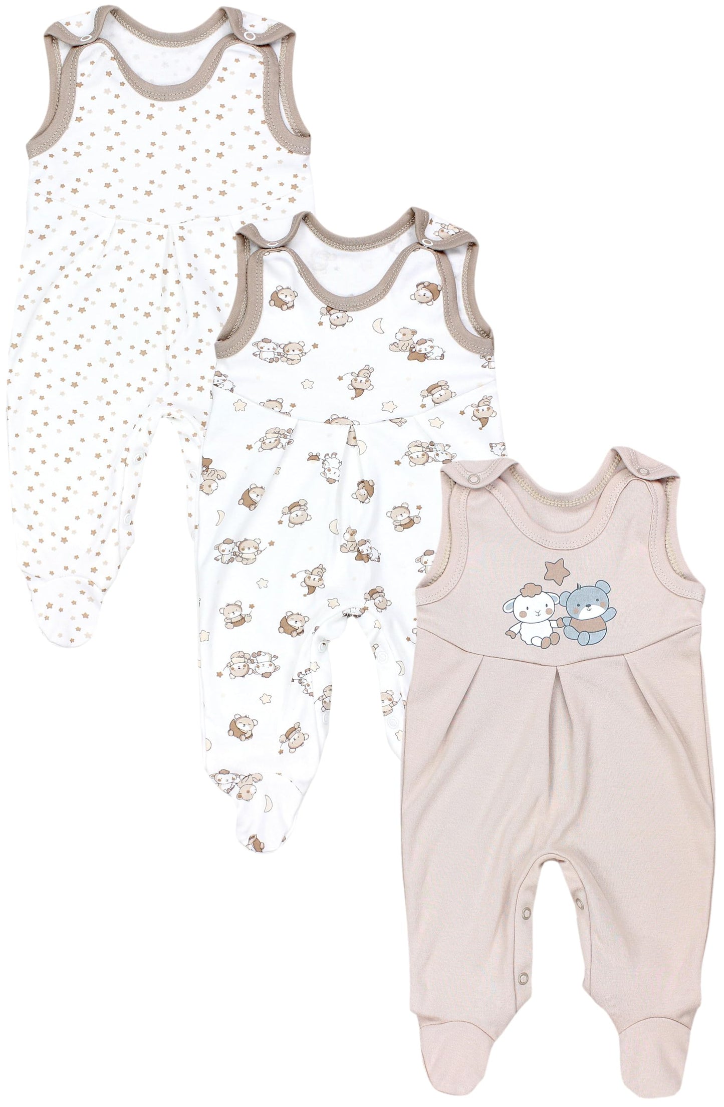 TupTam Baby Mädchen Strampler mit Fuß 3er Pack