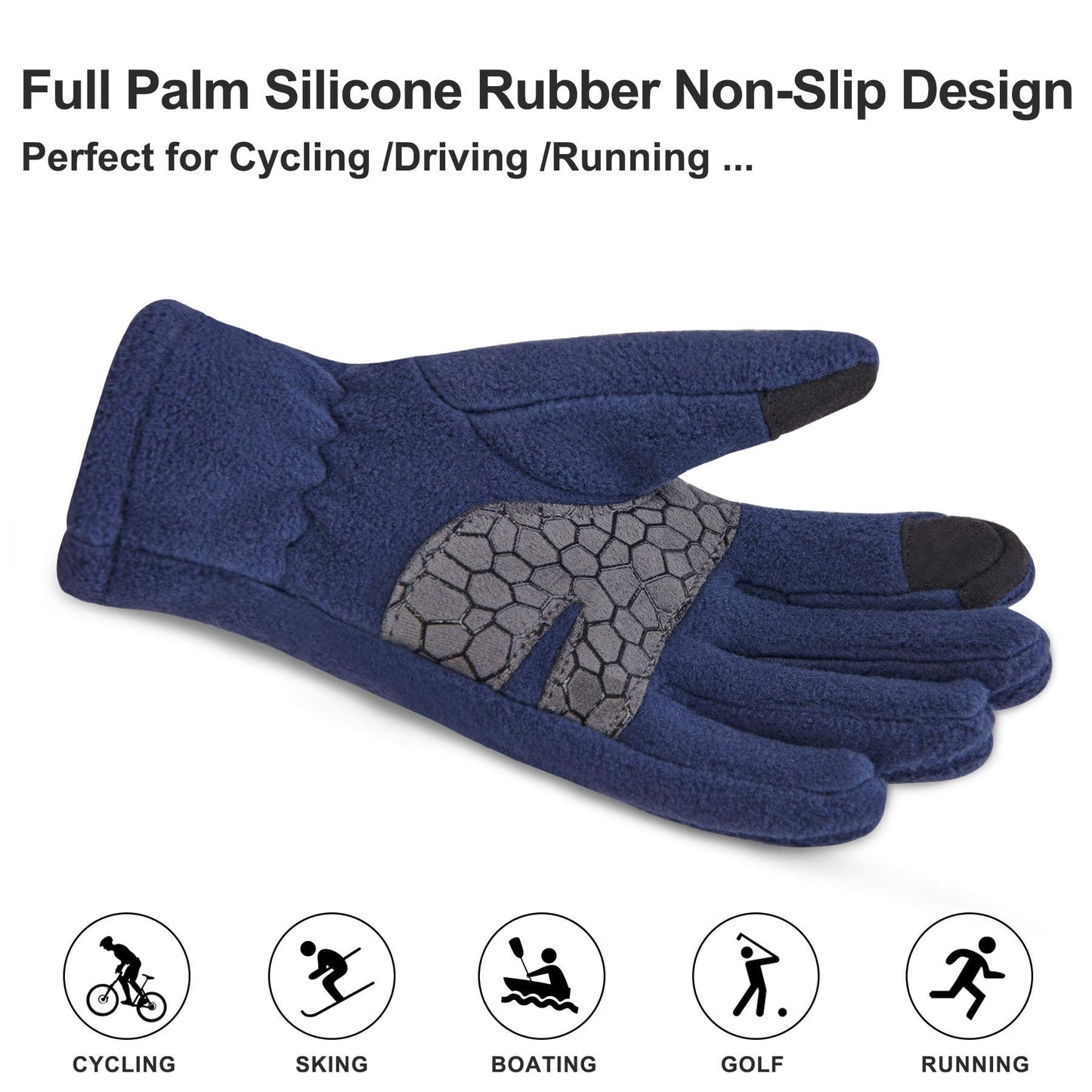 Arcweg Children's Gloves, Fleece, Warm Running Gloves, Winter Gloves, Non-Slip Cycling Gloves, Touchscreen Gloves for Boys and Girls, Finger Gloves for Sports, Outdoor, Camping, Hiking, Running