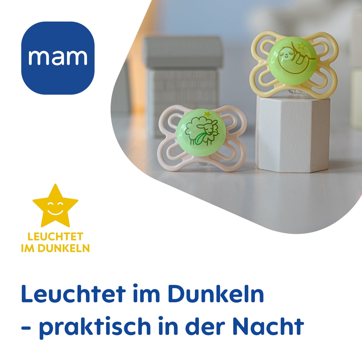 MAM Perfect Day & Night Schnuller | 0-6 Monate | Babyschnuller für Neugeborene | 94% Akzeptanz | beugt Zahnfehlstellungen vor | mit Zahnmedizinern entwickelt| SkinSoft Silikon |Igel/Schaf | 4 Stück