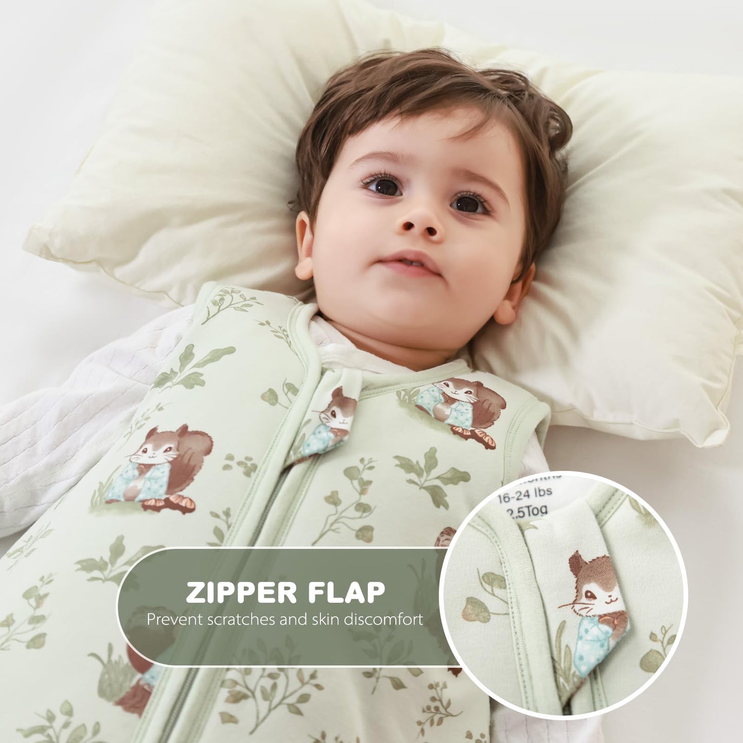 Mosebears Baby Sleeping Bag Winter 2.5 Tog, 100% Cotton Baby Winter Sleeping Bag for Babies 0-24 Months, M (6-12 Months)