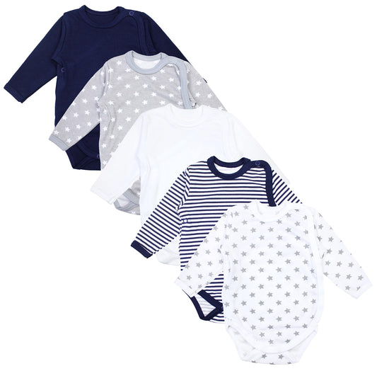 TupTam Baby Body Langarm – Wickelbody Langarm für Jungen & Mädchen, 5er Pack, 100% Baumwolle, OEKO-TEX