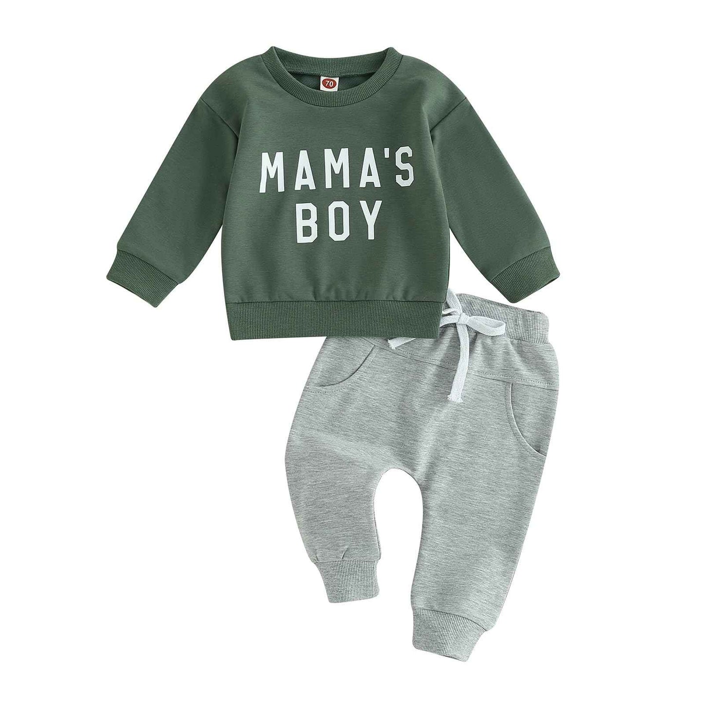 Geagodelia Baby Boys Clothing Outfit Baby Clothing Set Long Sleeve Sweatshirt + Trousers Newborn Soft Baby Set Mama's Boy 2-Piece
