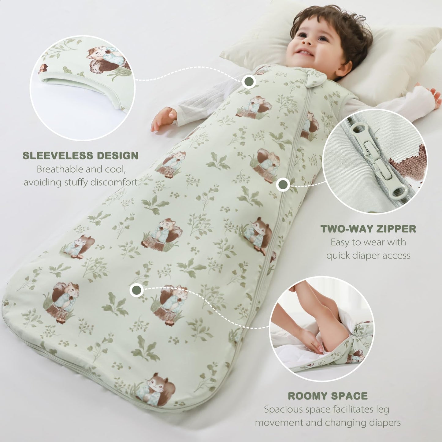 Mosebears Winter Sleeping Bag Baby 2.5 Tog, Bamboo Fibre Baby Sleeping Bag, Extremely Soft and Warm L (18-36 Months)
