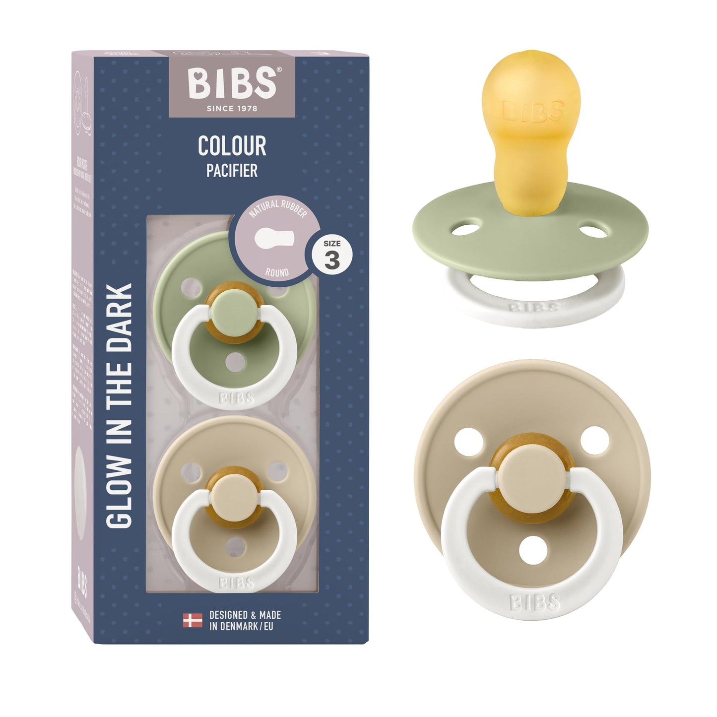 BIBS Colour Schnuller 2er-Pack, BPA-frei, Kirschform Nippel. Naturkautschuk/Latex, Hergestellt in Dänemark. Größe 2 | 6+ Monate | 2-Pack, Coral/Ruby