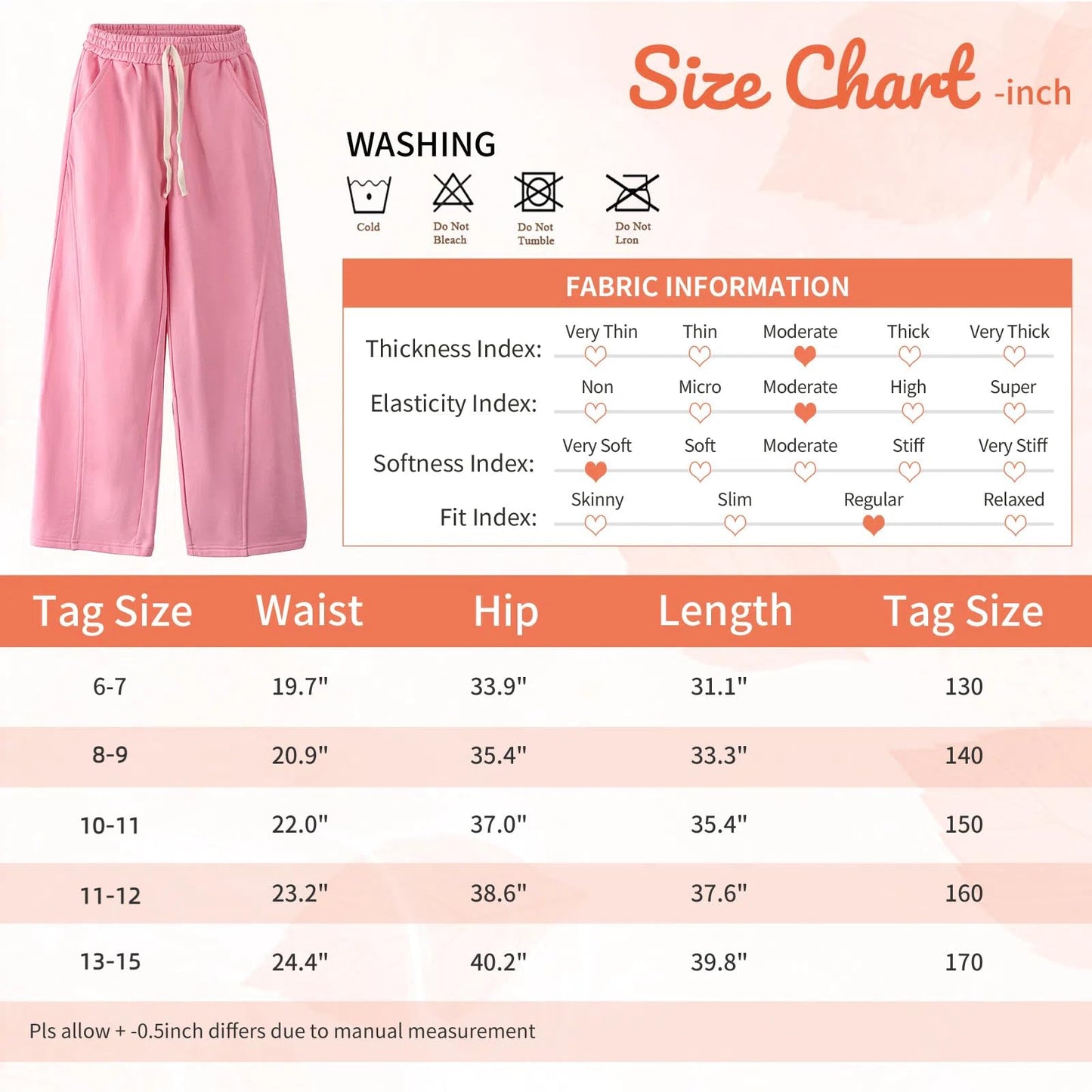 Rolanko Girls' Elastic Waistband Joggers, Loose Fit, Kids' Sports Sweatpants, Casual Comfort