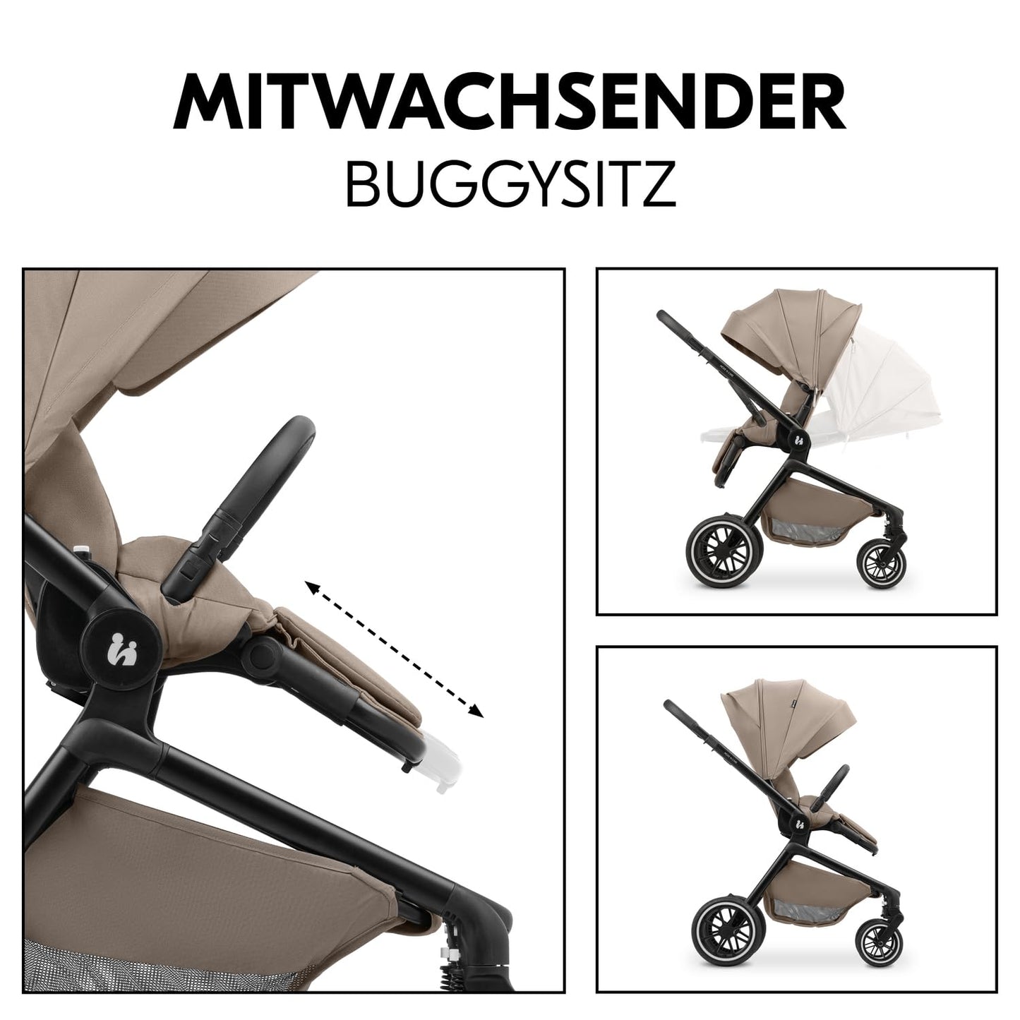 hauck 2 in 1 Kinderwagen Set ab Geburt bis 22 kg Move N Care Set, Große Babywanne, Wendbarer Buggysitz mit Liegefunktion, Teleskopgriff Gummiräder Federung, UV-Schutz 50+, Faltbar, XL Korb (Dark Grey)