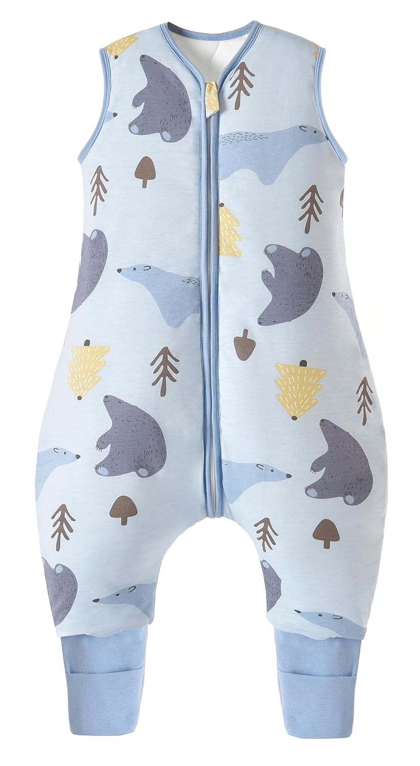 Chilsuessy Baby Sleeping Bag with Legs, 1.5 Tog, Sleeping Bag, 100% Cotton, All-Year Sleeping Bag with Feet, Baby Sleeping Bag, Children, 1.5 Tog/Zebra, 80 cm / Baby Height 85–95 cm