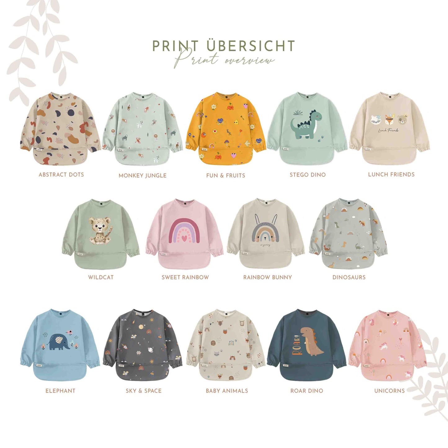 ARTEE Ärmellätzchen beschichtet wasserfest abwischbar Lätzchen mit Ärmeln, Baby, Wasserdichtes Lätzchen, ideal als Geschenk
