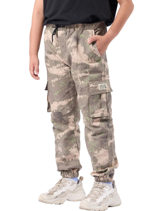 NATUST Jungen Cargohose Kinder Freizeithose mit Elastischem Bund