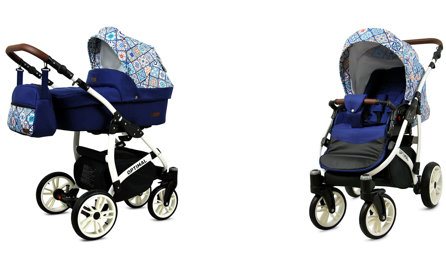 BabyLux® Kinderwagen Set 4 in 1 - Optimal - incl. Babywanne, Buggy Sportsitz, Auto-Babyschale, ISOFIX-Basisstation - Autositz - Kinderwagenset - Kombikinderwagen mit Wickeltasche usw.