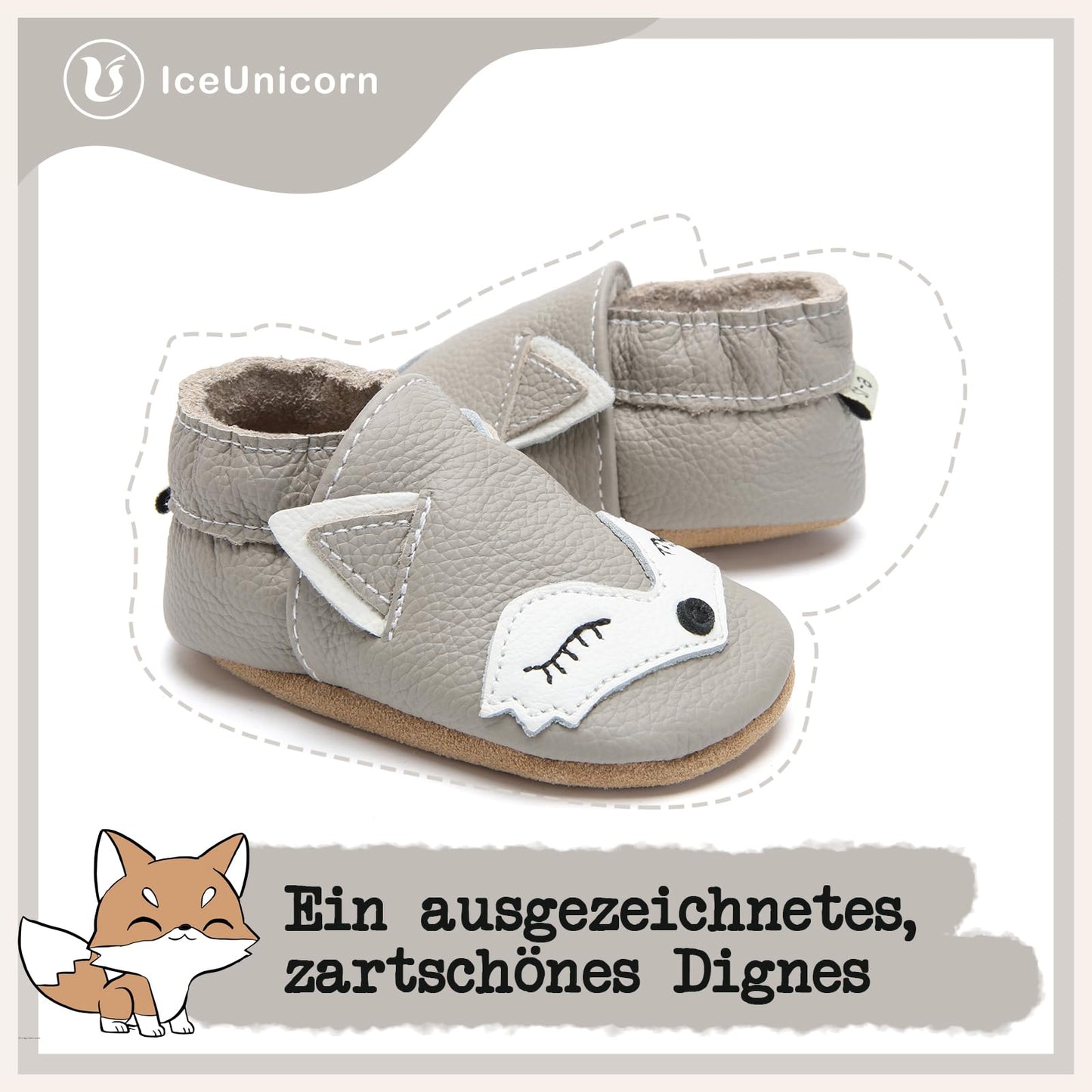 Babyschuhe IceUnicorn Krabbelschuhe für Babys, weiche Leder-Laufschuhe für Jungen und Mädchen, Lederschuhe für Kleinkinder, Baby Hausschuhe