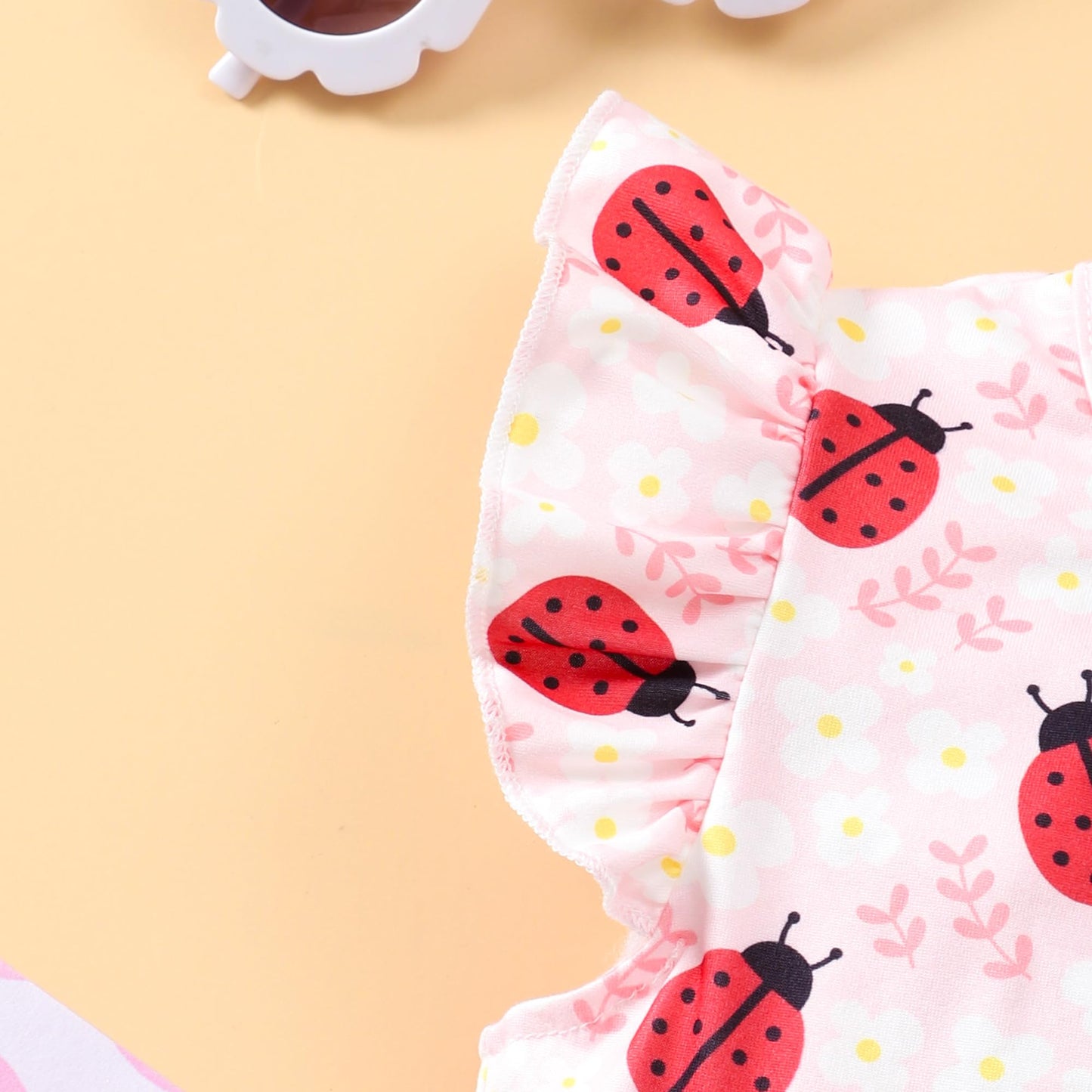 EULLA Kinder Mädchen Kleid Kurzarm Lässig A-Linie Regenbogenstreifen Erdbeere Marienkäfer Schmetterling Kleider Gr.92 98 104 110 116 122