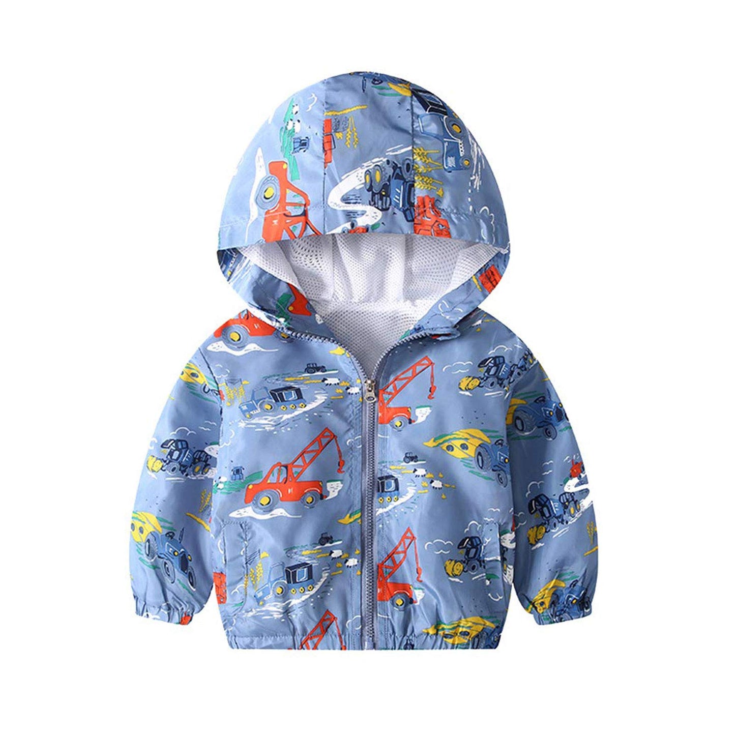 JinBei Jacke Baby Junge Kinder Jacken Kapuzen Sweatjacke Kapuzenjacke Cartoon Aufdruck Jungen Winddicht Mantel Windjacke Übergangsjack Frühling Herbst Outwear Softshelljacke 1-7 Jahre