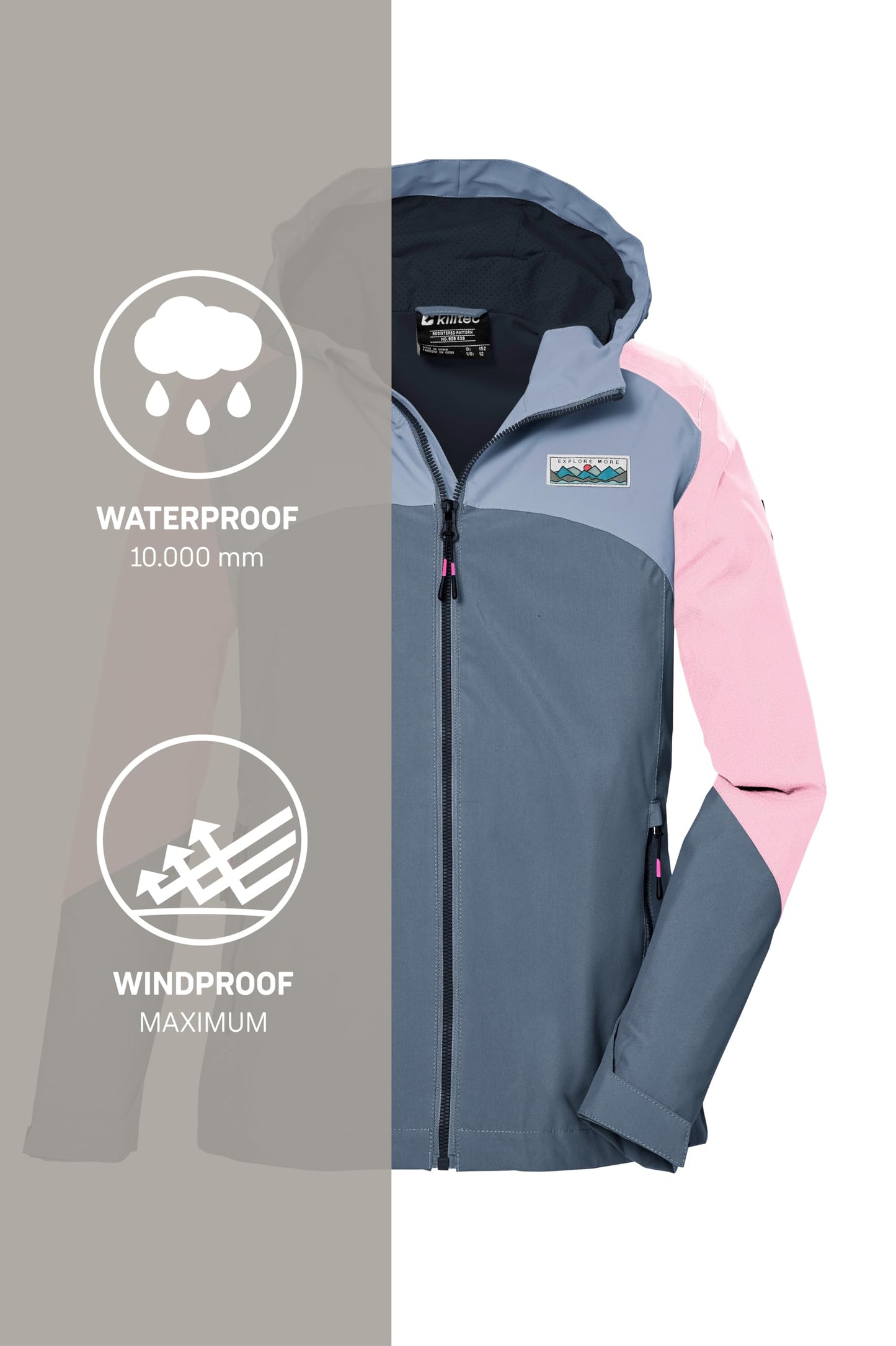 Killtec Girls Kos 150 Grls Jckt functional jacket is waterproof/rain jacket with hood