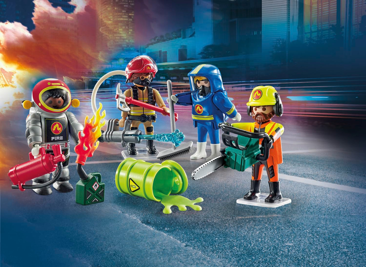 PLAYMOBIL Action Heroes 71464 Fire Boat with Aqua Scooter, Exciting Water Rescue, Includes Diving Goggles, Flippers and Life Jacket, Realistic Toy for Children from 4 Years