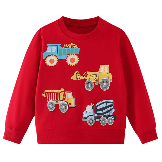 Pilipulu Sweatshirt Boys Kids Pullover Boys Cotton Long Sleeve Shirt Kids Dinosaur Digger Warm Tops 2-7 Years Size 92 98 104 110 116 122