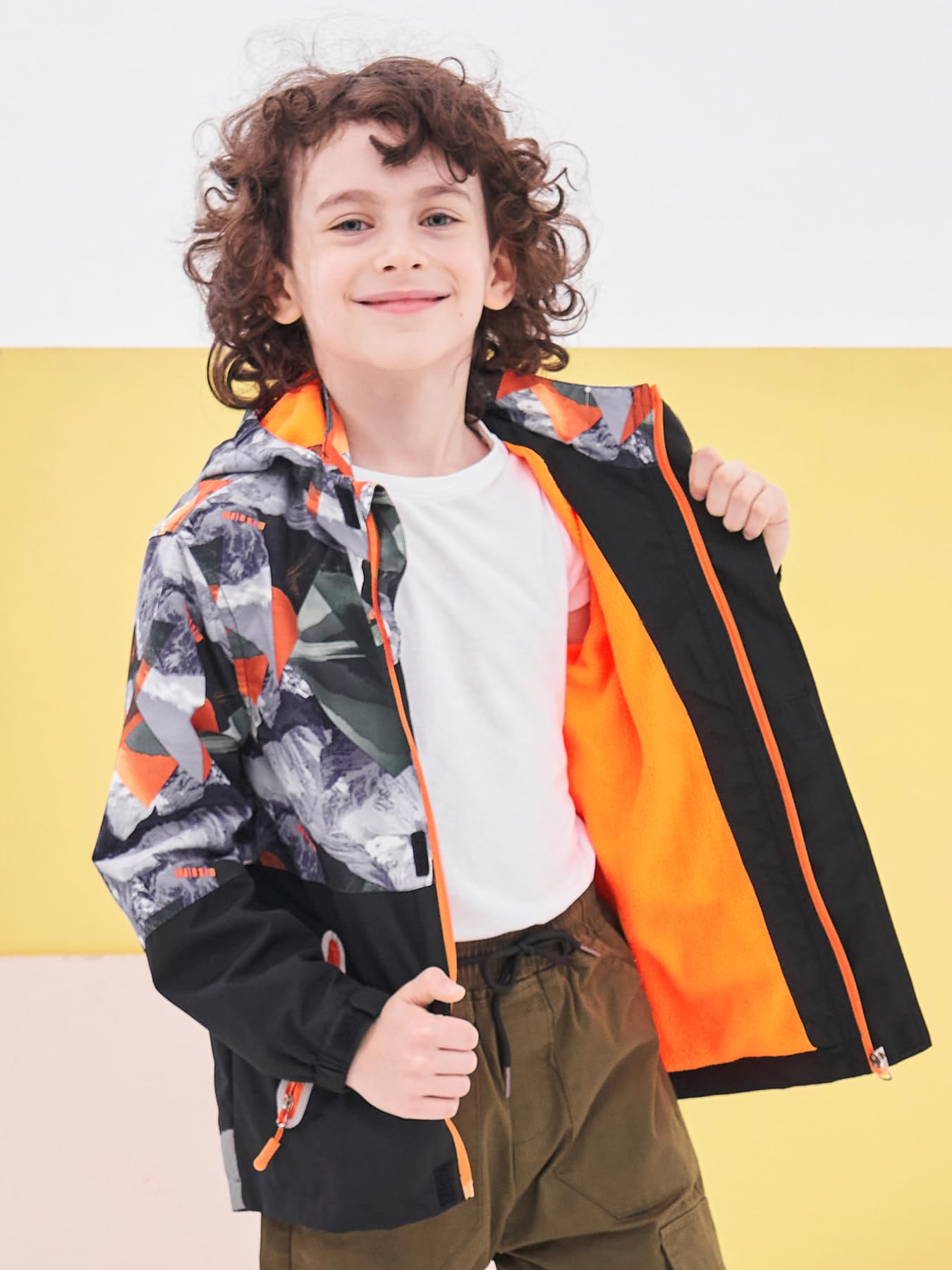 NATUST Boys' Lined Rain Jacket Wind and Waterproof Transition Jacket