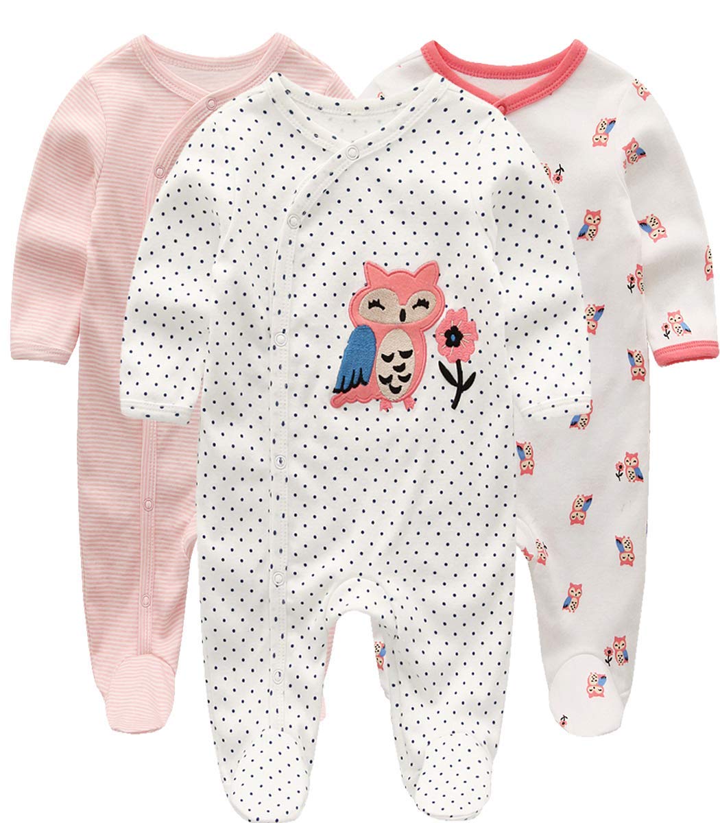 Chamie Baby Rompers Long Sleeve Cotton Rompers 0-3m/3-6m/6-9m/9-12m