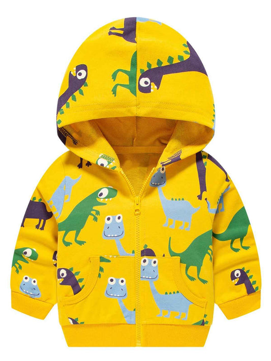 Alleen Boys' Sweat Jacket Hoodie Long Sleeve Cotton Children's Pullover Dino Hoodie Jacket with Hood and Zip