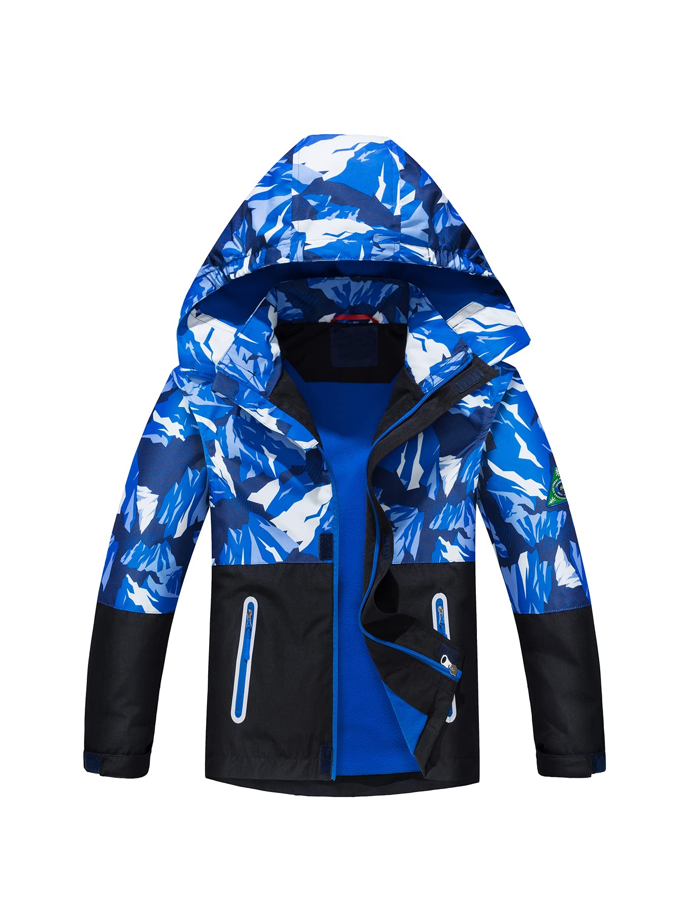 NATUST Boys' Lined Rain Jacket Wind and Waterproof Transition Jacket