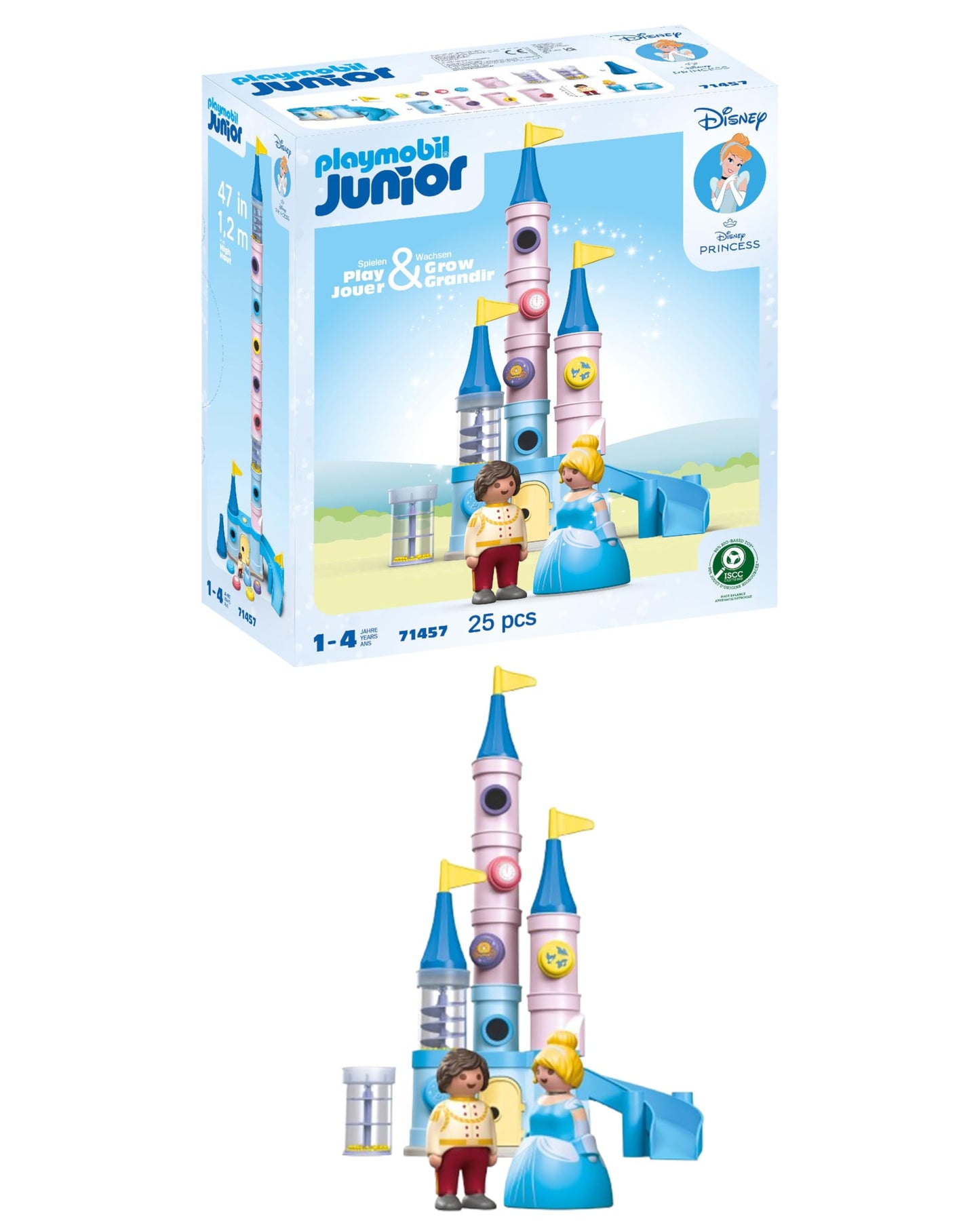 PLAYMOBIL Junior Disney Belles Play Tower with Melody Includes Mechanical Music Box Sustainable Toy Made of Bio-Based Plastics for Children from 1 Year 71458