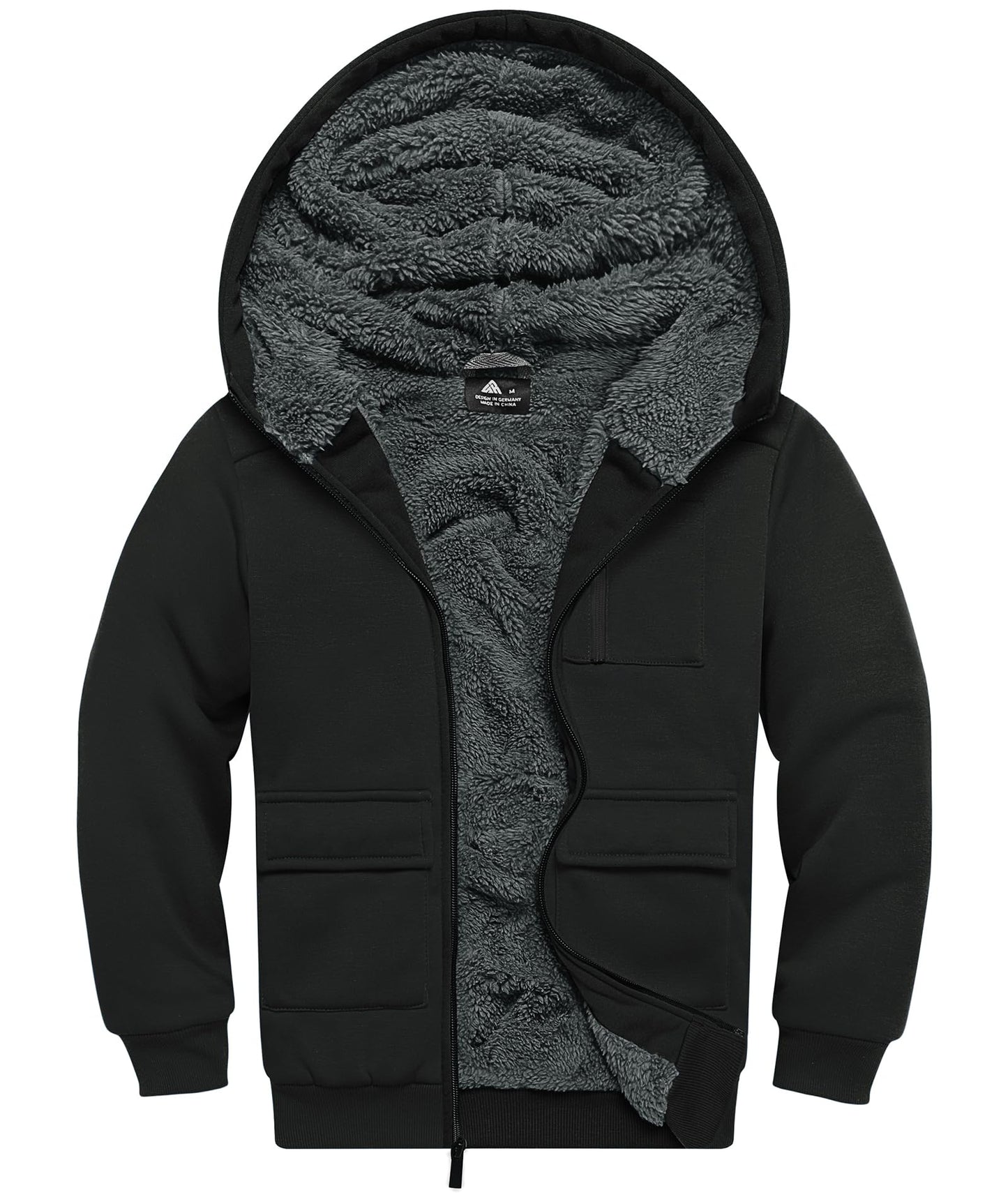 LLdress Fleece Jacket Boys Hoodie with Zip Children's Hoodie Boys Warm Hooded Jacket Causal Winter Ourdoor Sweat Jacket with Fleece Lining Hooded Jackets for Boys