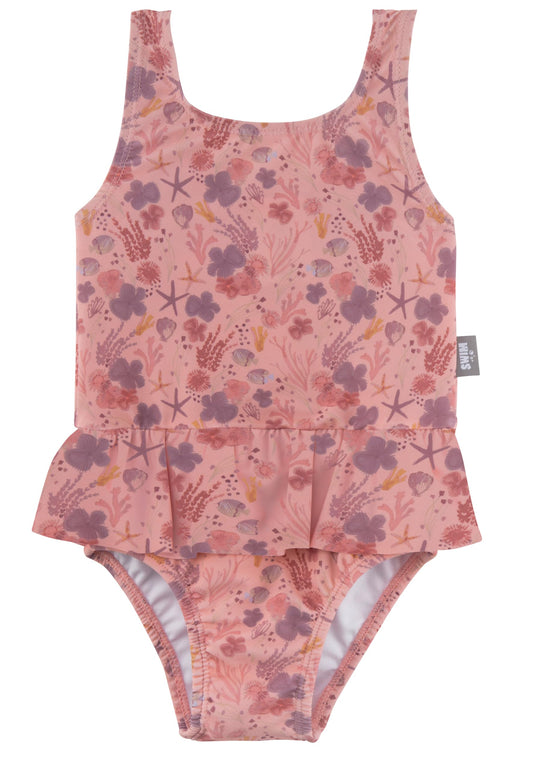 Sterntaler Badeanzug Corale Print mit Volant - UV-Schutz 50+ Schwimmanzug mit Windeleinsatz bis Größe 86/92 Badebekleidung für Mädchen