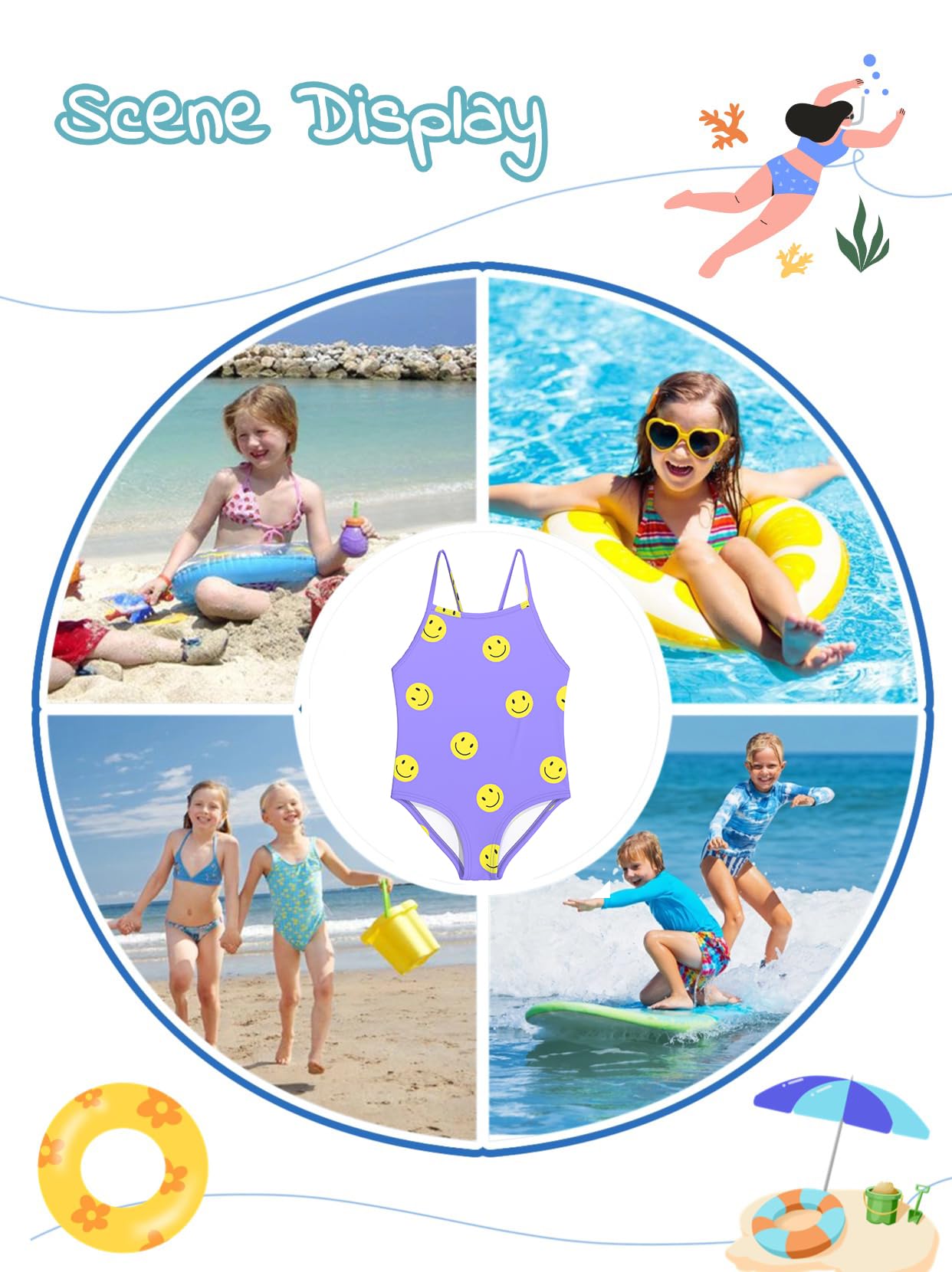 weVSwe Badeanzug Kinder Mädchen Einteiler Nette Kleinkind Schwimmanzug Ärmellose Bikini Kinder Bademode 2-10 Jahre