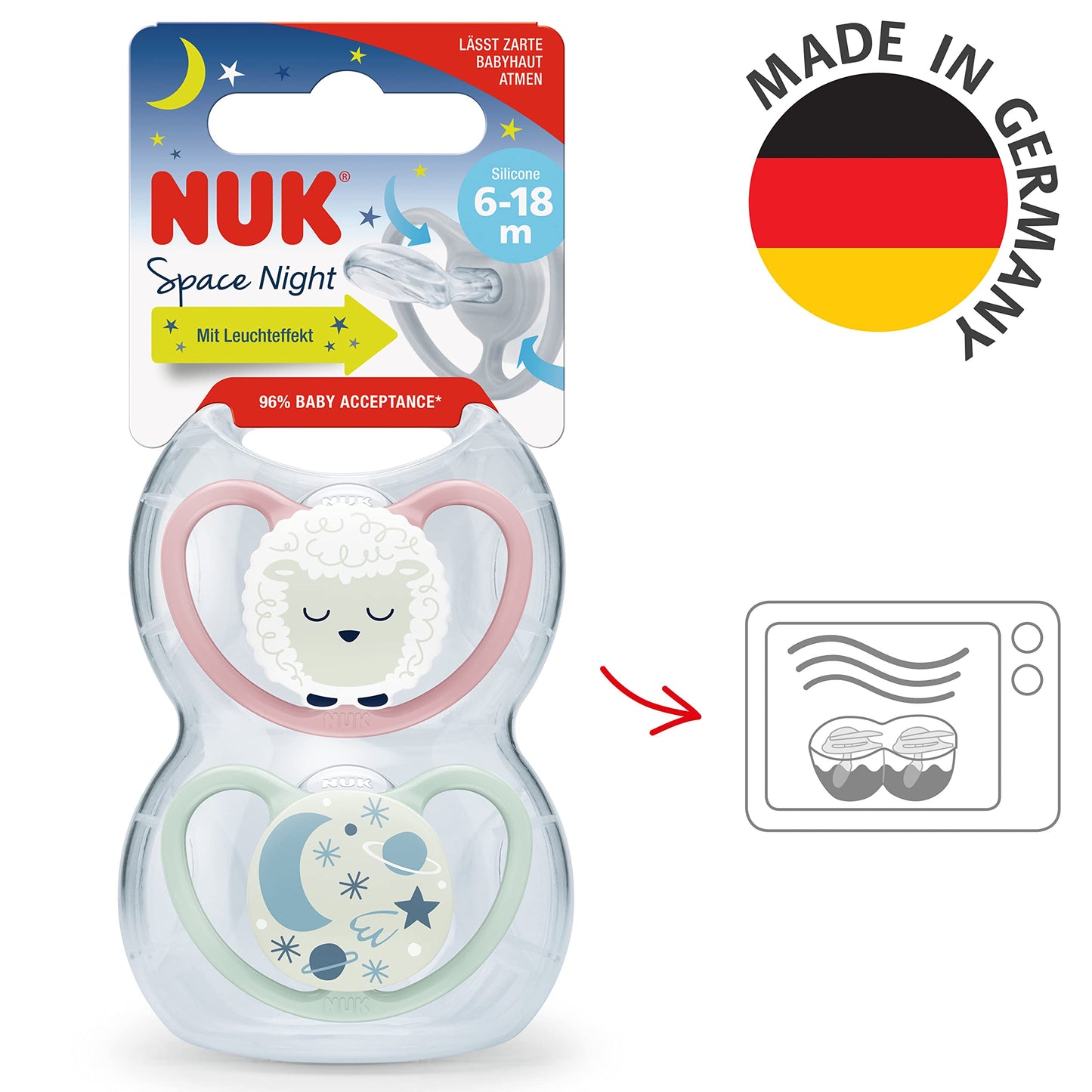 NUK Space Schnuller | 0–6 Monate | Schnuller mit extra Belüftung | BPA-freies Silikon | Disney Winnie Puuh | 2 Stück