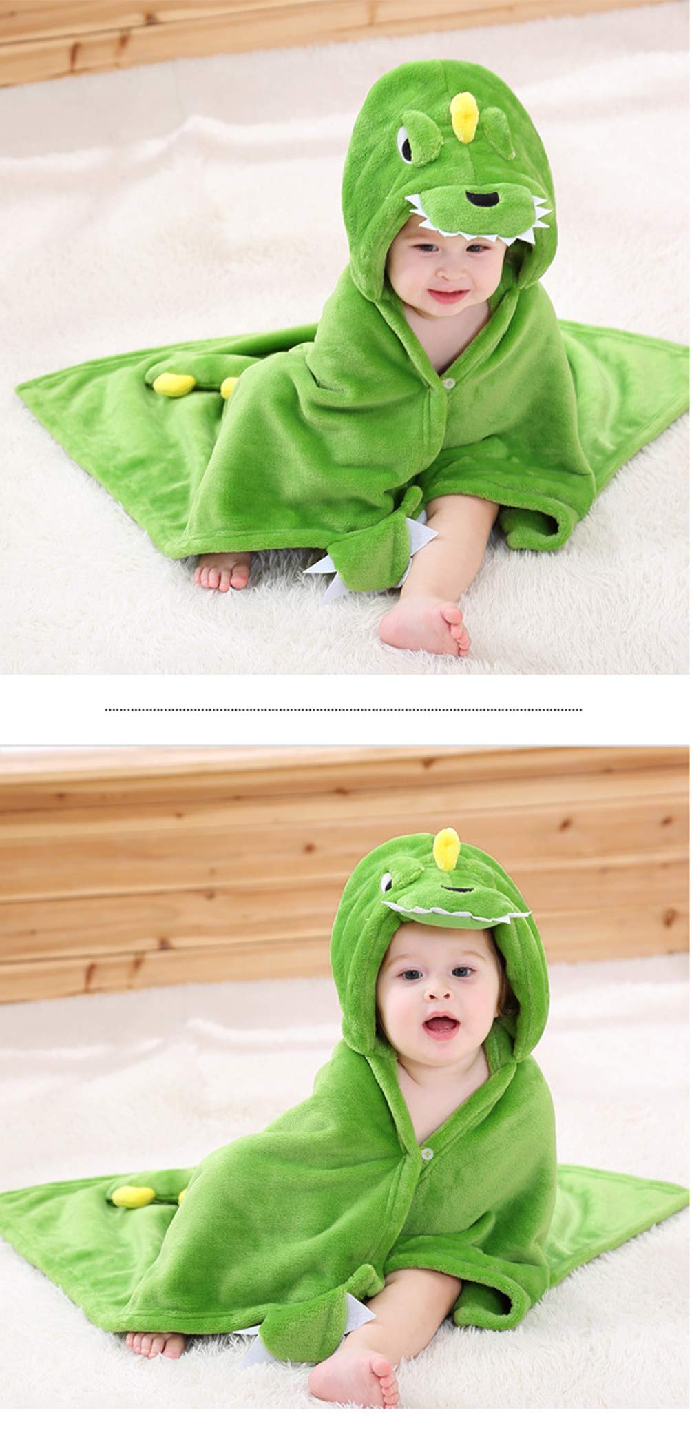 Doladola Baby Decke Babys Tier Design,Flanell Kinder Decke Kapuzenhandtuch für Mädchen und Jungen,Baby Kapuze Badeponcho Kinder Warm(gelbe Ente)