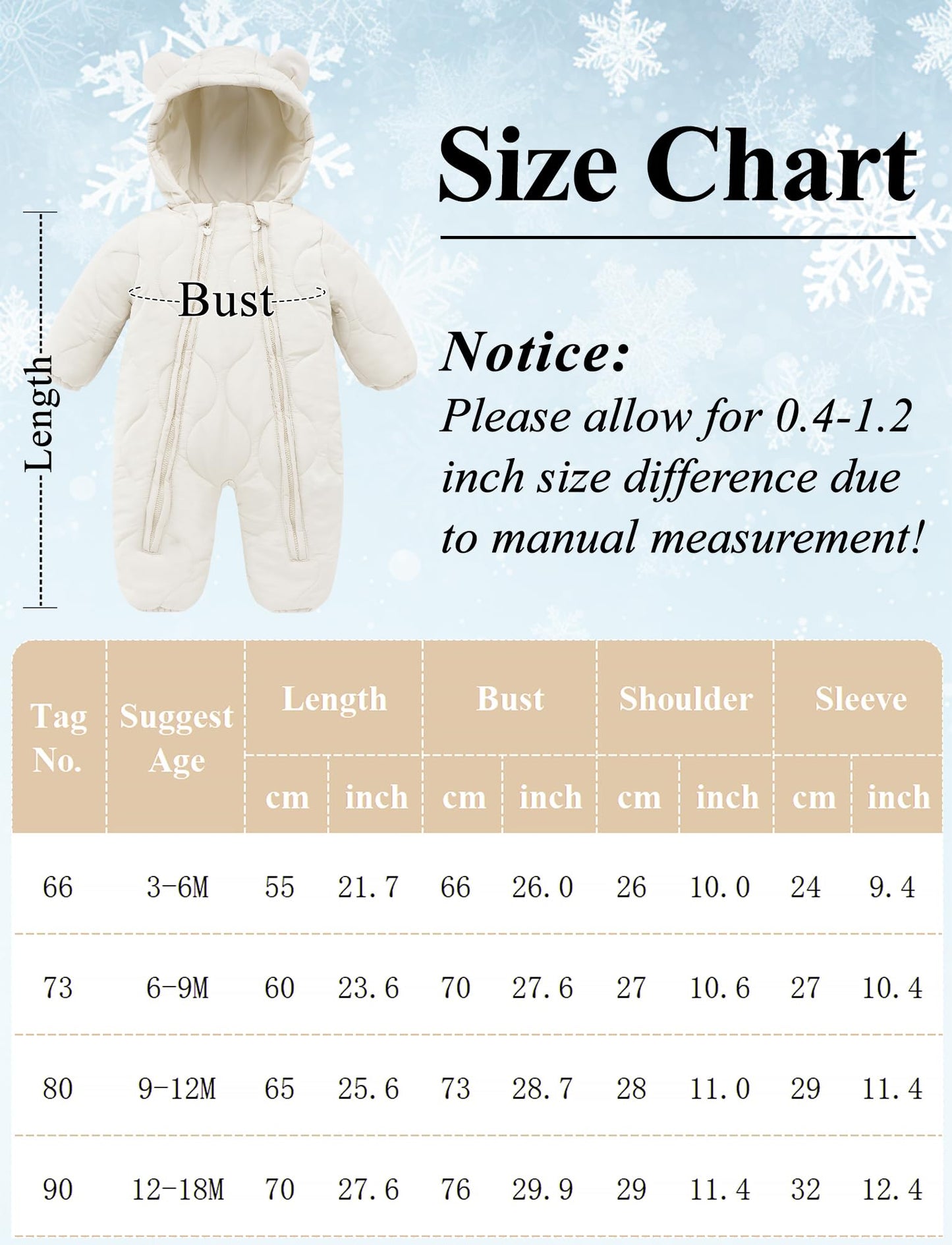 NEAWEALY Baby Winter Jumpsuit Girls Boys Romper Romper with Hood Snowsuits Newborn Sleep Romper Zip Romper with Shoes Playsuit