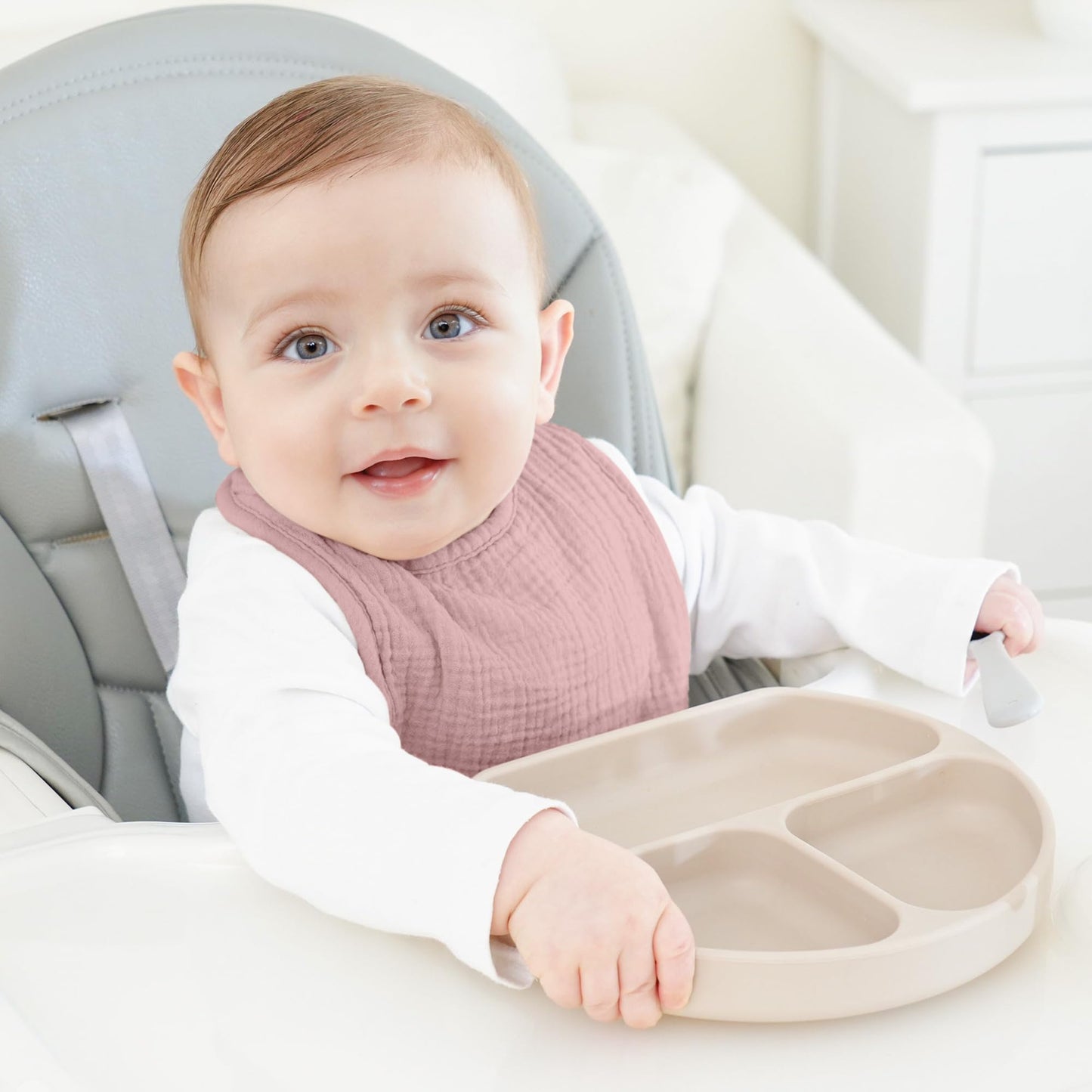 Bearmoss Lätzchen Baby Musselin Sabberlätzchen für Babys, 100% Baumwolle Quadratische Halstuch Baby Verstellbare Babylätzchen Weiche Sabberlätzchen für Junge und Mädchen,8 Stück