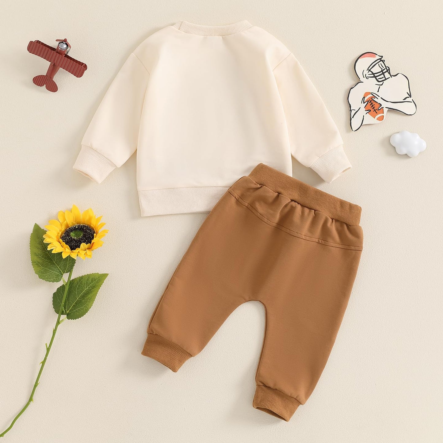 ZyHwShine Kleinkind Baby Jungen Fußball Outfit On Sundays We Watch Football with Daddy Sweatshirt Top Pants Infant Fall Clothes