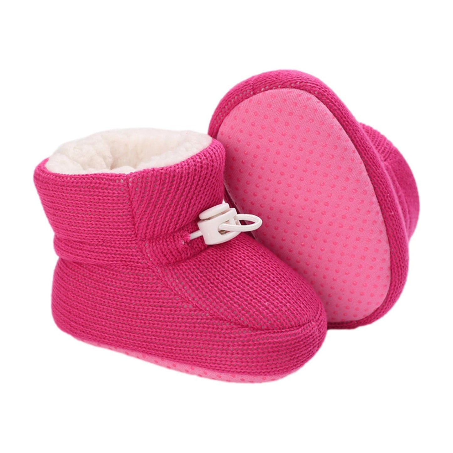Baby Newborn Fleece Bootie, Winter Warm Non-Slip Soft Sole Winter Shoes, Sock Shoes, Cute Adjustable Crawling Shoes, Prewalker Boots for Girls and Boys, Toddler Size 0-18 Months