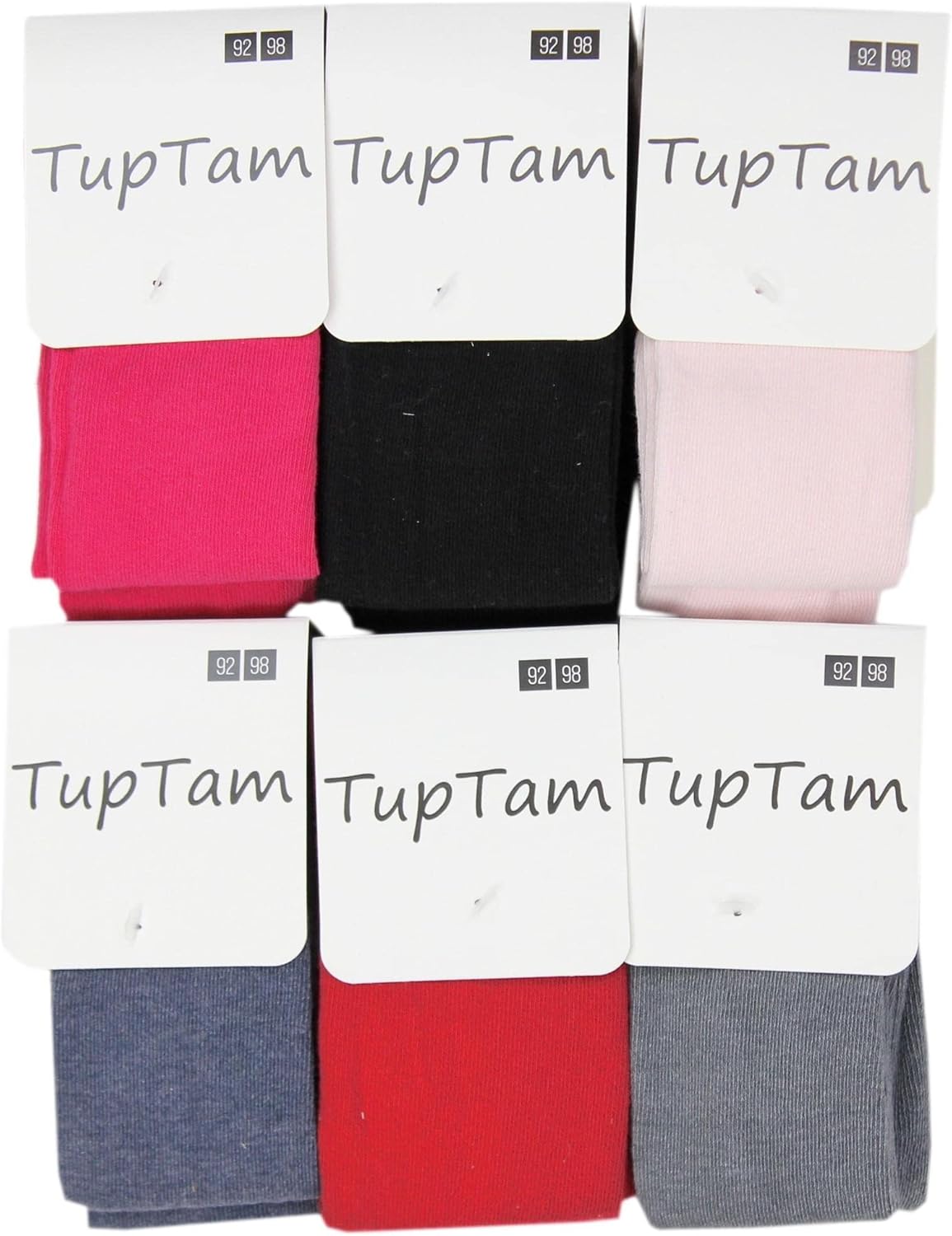 TupTam, Girls' Knitted Tights, Colourful Pattern, Pack of 6