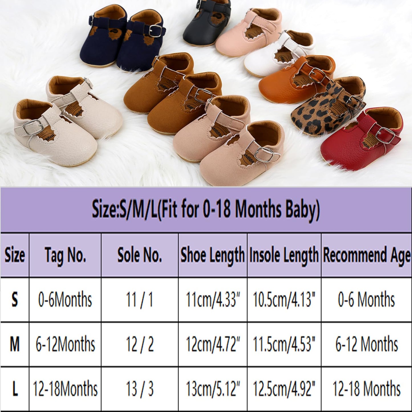 RVROVIC Baby Mädchen Mokassins Prinzessin Mary Jane Flache Kleider Schuhe Premium Leichte Weiche Sohle Krippe Schuhe Kleinkind Schuhe