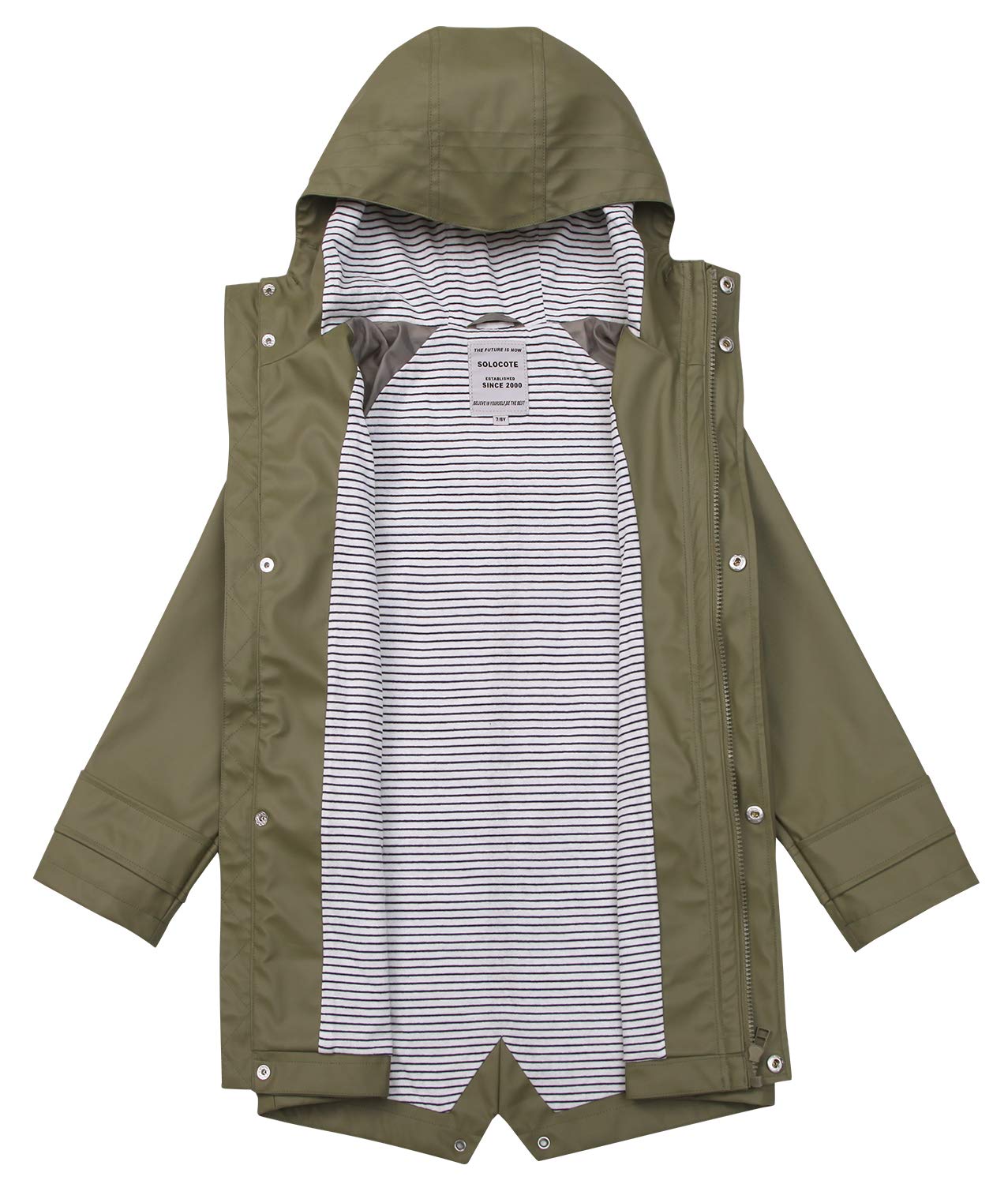 SOLOCOTE Kinder Regenjacke mit Kapuze gefüttert Gummi Regenmäntel für Mädchen Jungen Wasserdicht Winddicht Größe