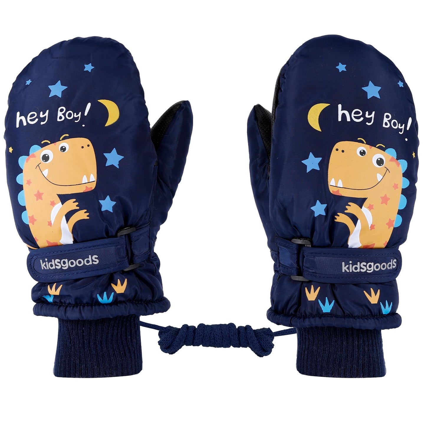 KAKU NANU Children's Winter Gloves 2-10 Years Ski Gloves Waterproof Warm Fleece Cartoon Children's Gloves Mittens with Cord Outdoor Snowboard Gloves Children Boys Girls Blue Red Pink Purple