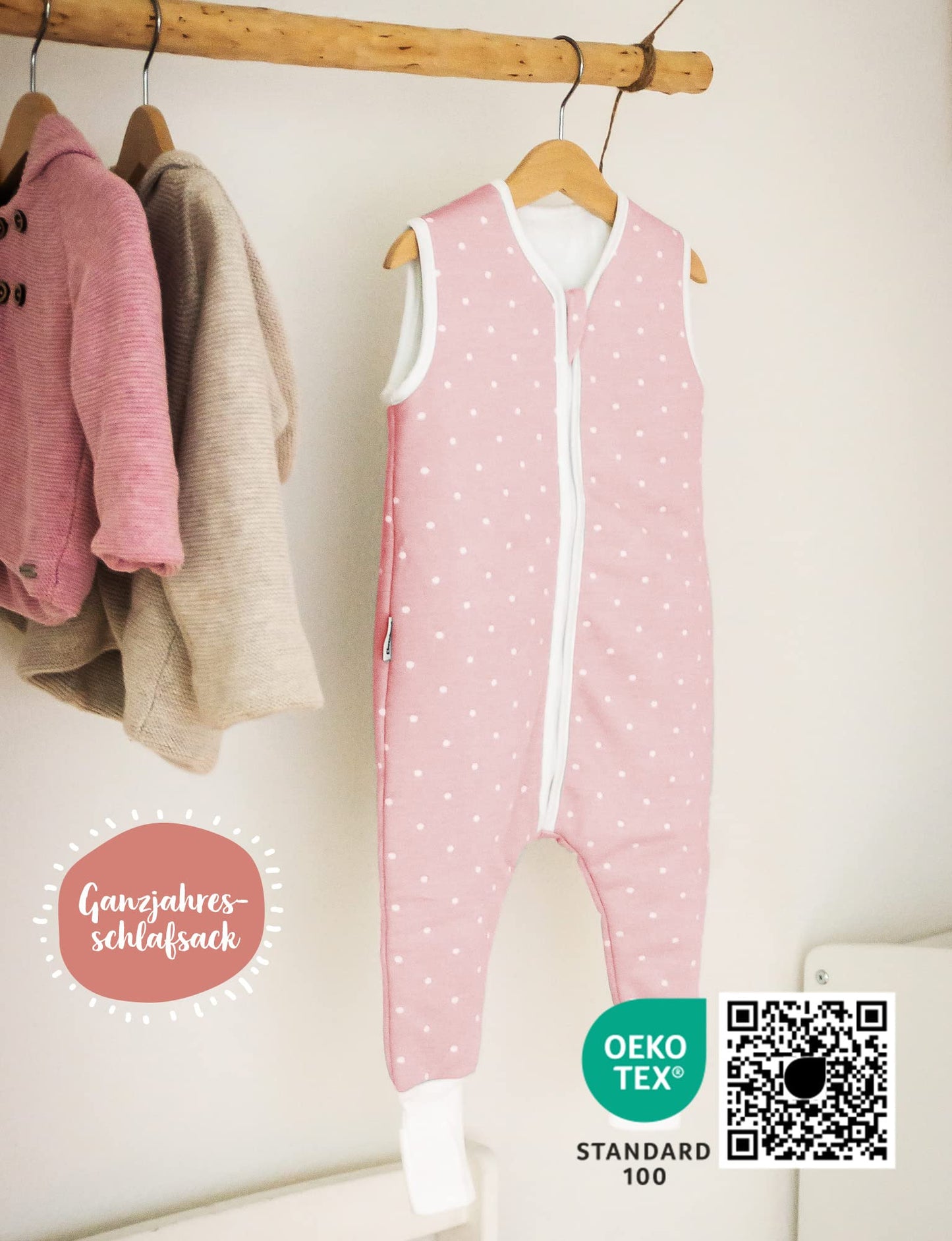 Ehrenkind® Baby Sleeping Bag with Feet, 2.5 Tog, Organic Cotton, All-Year Sleeping Bag, Oeko-Tex Seal, Children’s Winter and Summer Sleeping Bag