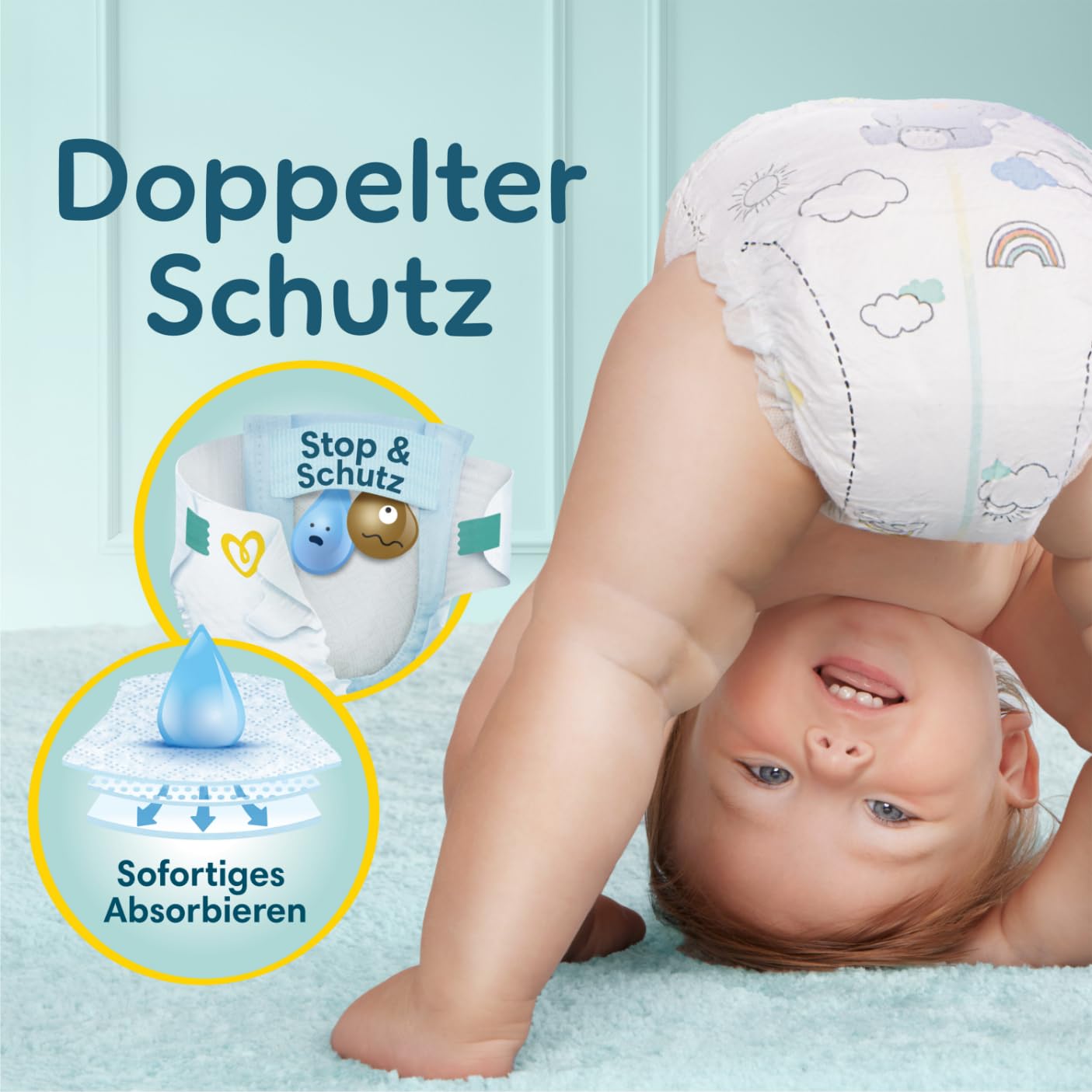 Pampers Premium Protection Größe 6, 144 Windeln, 13kg-18kg, Doppelter Schutz für die Haut und vor Auslaufen