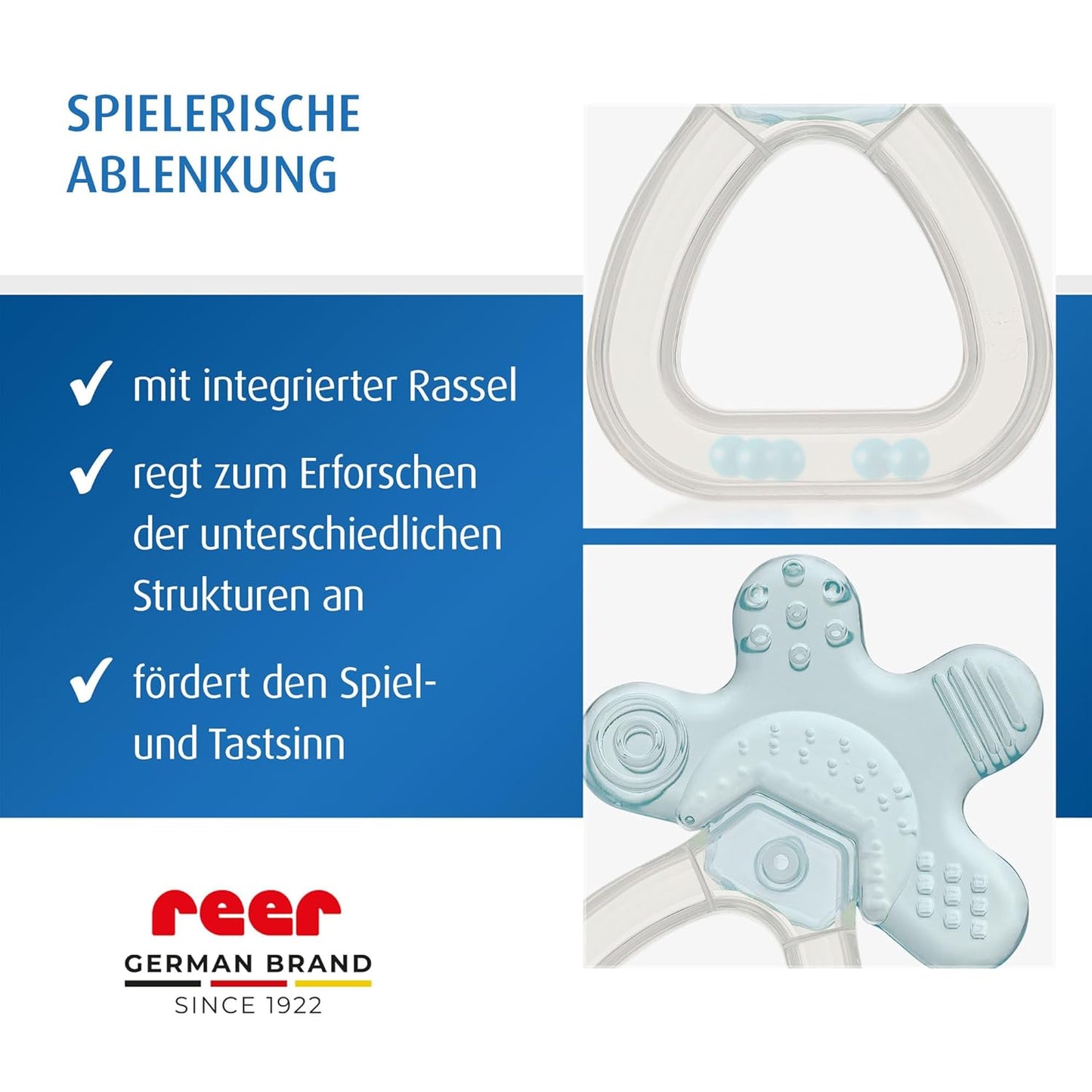 reer Bite&Cool Kühlbeißring | Beißring für Babys | Mit langanhaltendem Kühleffekt | Für Babys ab 3 Monaten | Kühlende Zahnungshilfe | Motorikspielzeug zur Förderung des Spiel- und Tastsinns