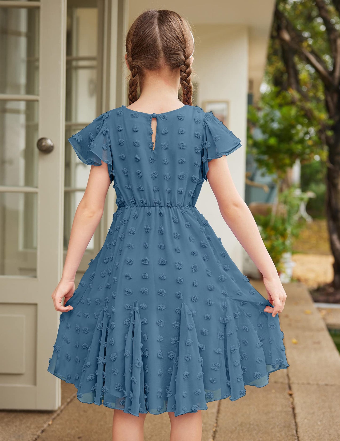 Flypigs Kleid Mädchen Festlich Hochzeit Party Kurzarm Sommer Freizeitkleid Prinzessin Chiffon Kleider Kinder Teenager Kleidung 3-12 Jahre