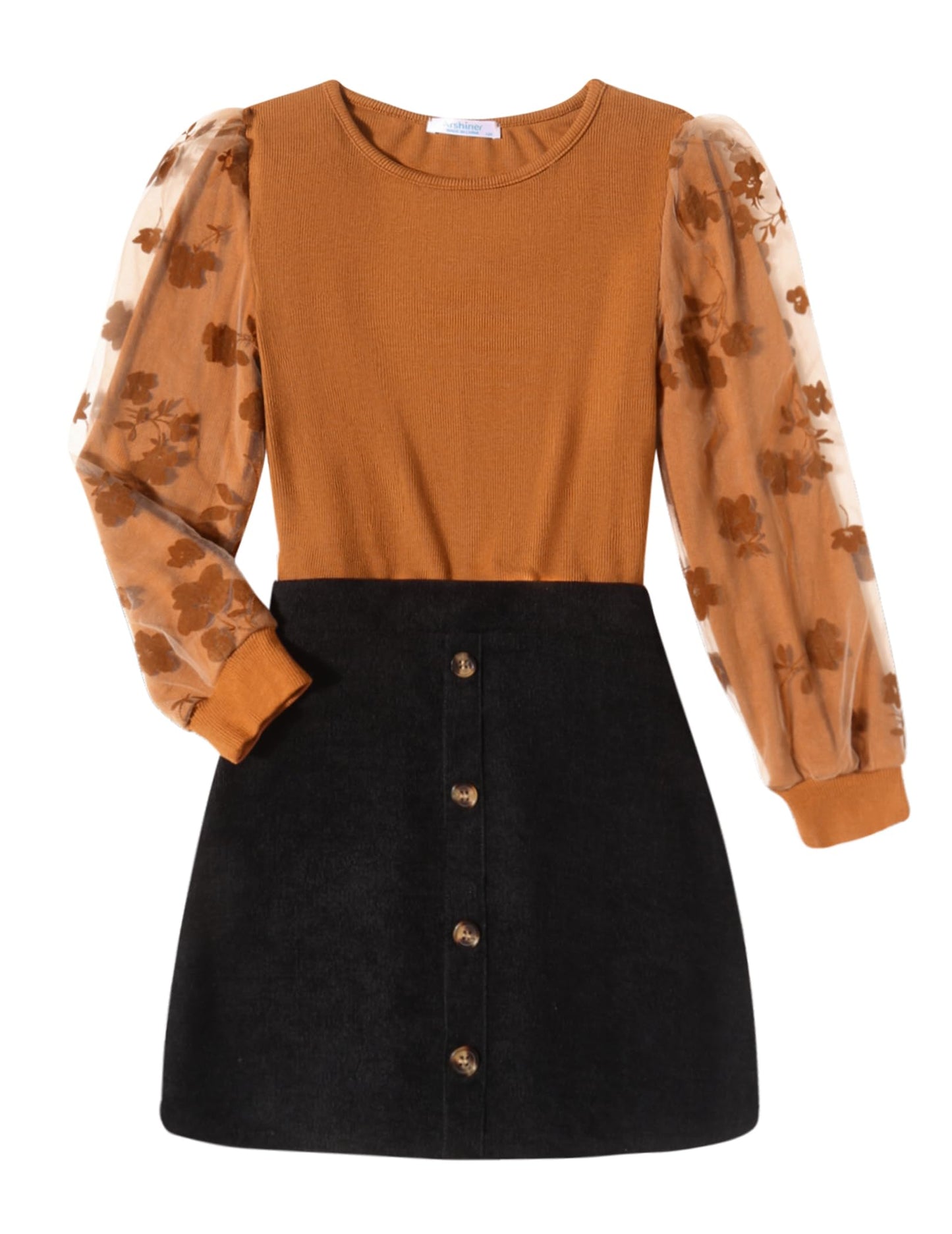 Arshiner Girls' Clothing Sets Elegant Long Sleeve Shirt with Skirt Set Children's Autumn Winter Outfit Checked Leisure Fashion Two Piece Clothing Sets for Girls 5-13 Years