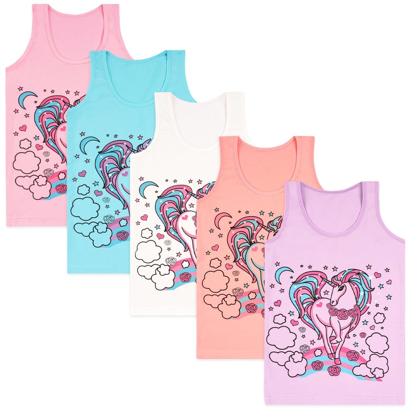 LOREZA ® 5 girls' cotton undershirts tank tops - sizes 92-170