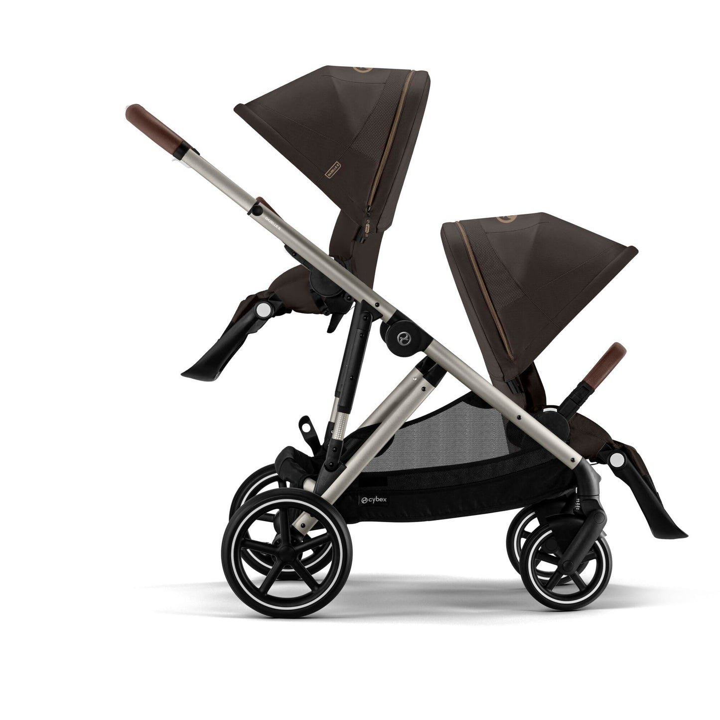 CYBEX Gold Kinderwagen e-GAZELLE S, Ab Geburt bis ca. 4 Jahre, Max. 22 kg (Single-Modus) / 2x 22 kg (Duo-Modus), All-in-1-System mit E-Antrieb und 20+ Konfigurationen, Stone Grey