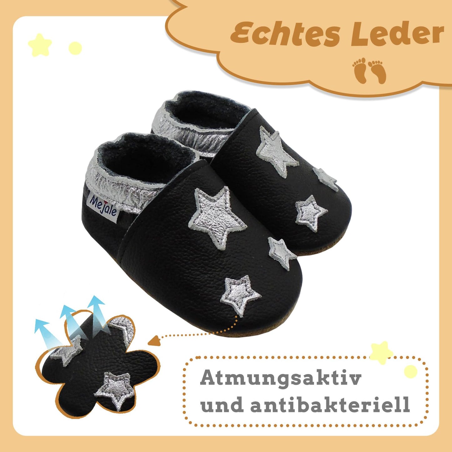 Mejale Leather Baby Shoes First Walking Shoes Crawling Shoes Toddler Children's Shoes Slippers
