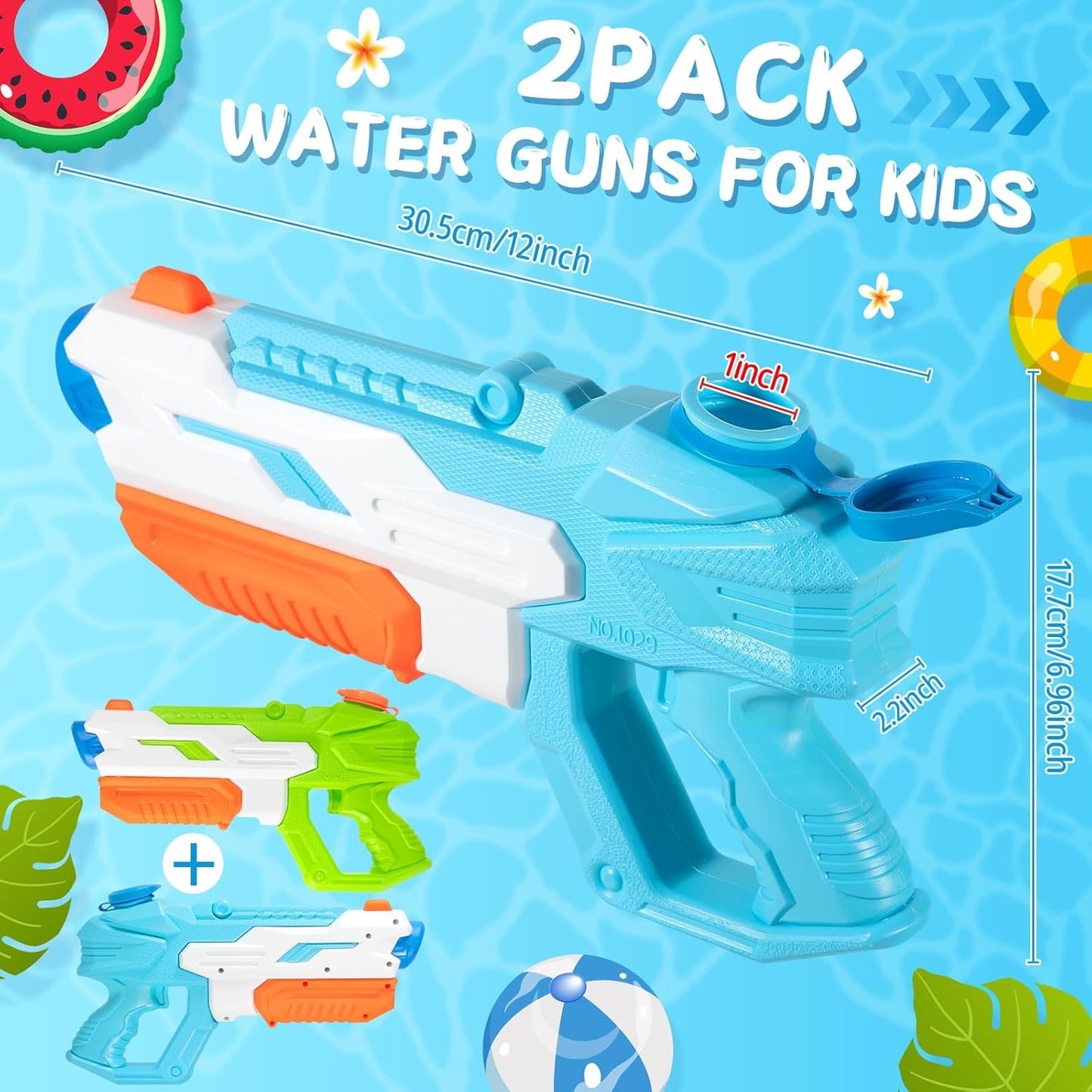 CIRULLI Packung mit 2 Wasserpistolen 600 ml Wasserpistole Long Range, ultimativer Wasserkampfspaß für Kinder und Erwachsene, Wassersprühpistole Perfekt für Pool, Strand und Garten, Outdoor-Wasserspielzeug
