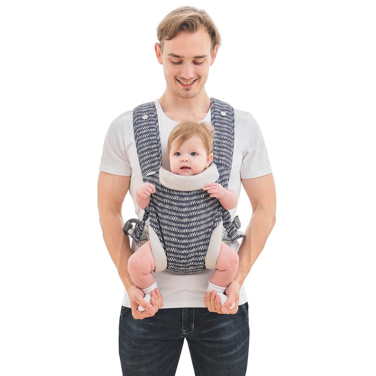 longdafei Babytrage, ergonomisches Design-Babytragetuch Cabrio mit atmungsaktivem Air-Mesh und verstellbaren Schnallen Baby Trage für Kleinkinder und Neugeborene