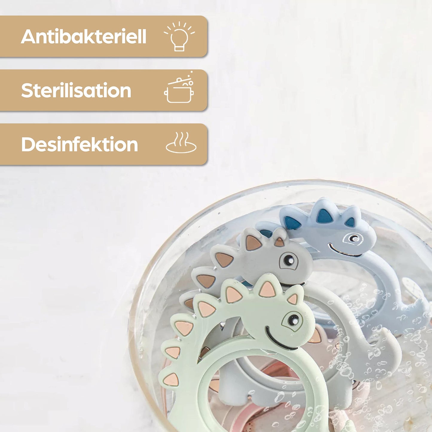 Schildkröte Beißring für Baby Natur Holz & Silikon Blau - Kauspielzeug, Zahnen-Hilfe & Greifling - Babyspielzeug Beissring Geschenk zur Geburt - Holz-Spielzeug nachhaltig, BPA-frei schadstofffrei